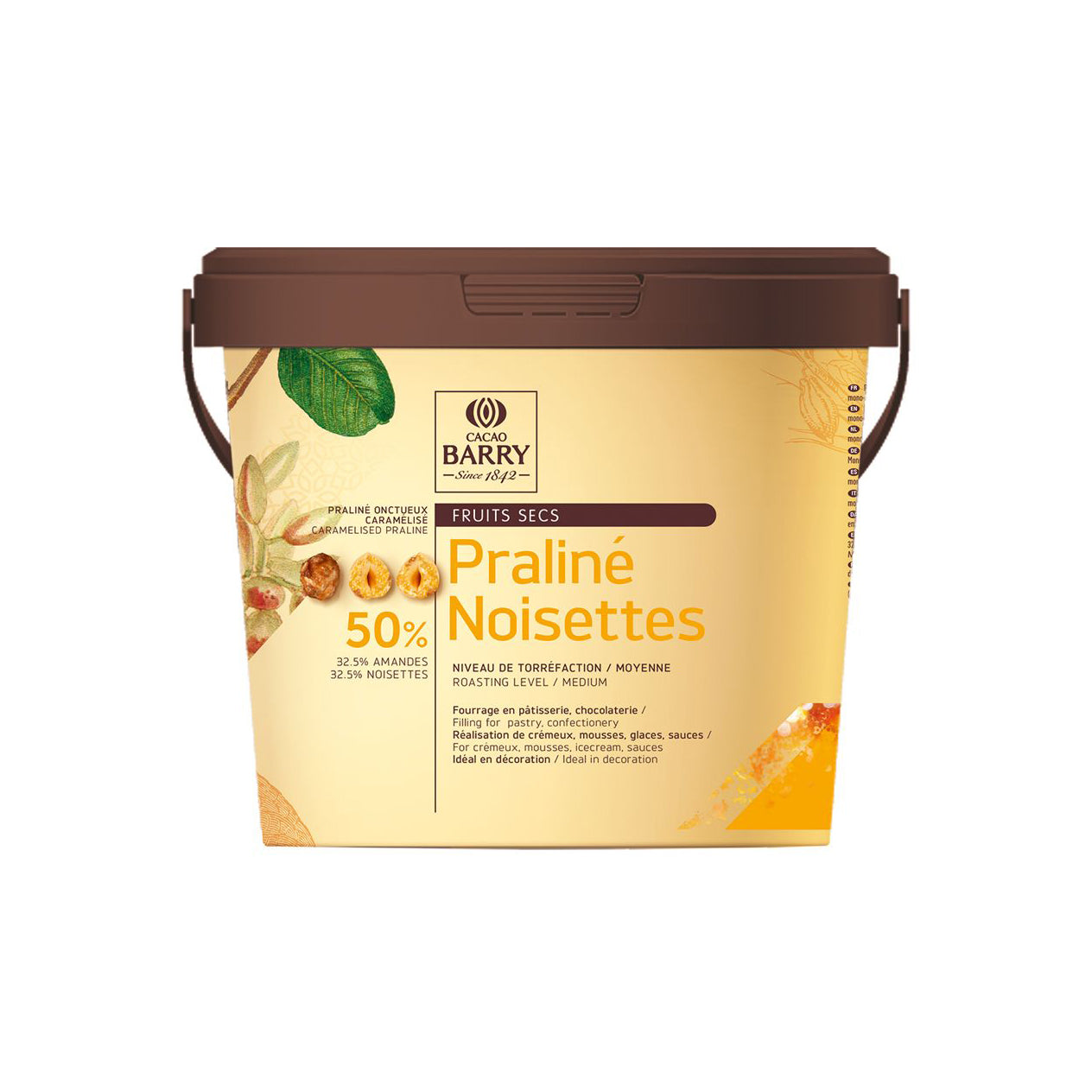 Premium CACAO BARRY Hazelnut Praliné 50% Chocolate - Gourmet Baking & Dessert Ingredient for Pastries, Truffles, and Hot Cocoa