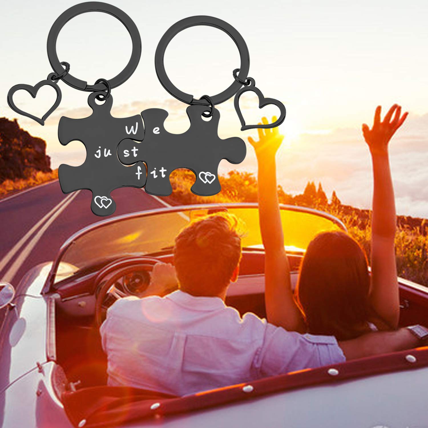 Best Friend Puzzle Piece Keychain Set - His and Her Matching Couple Keychains for BFF Gifts - Perfect for Anniversaries, Birthdays & Friendship Day