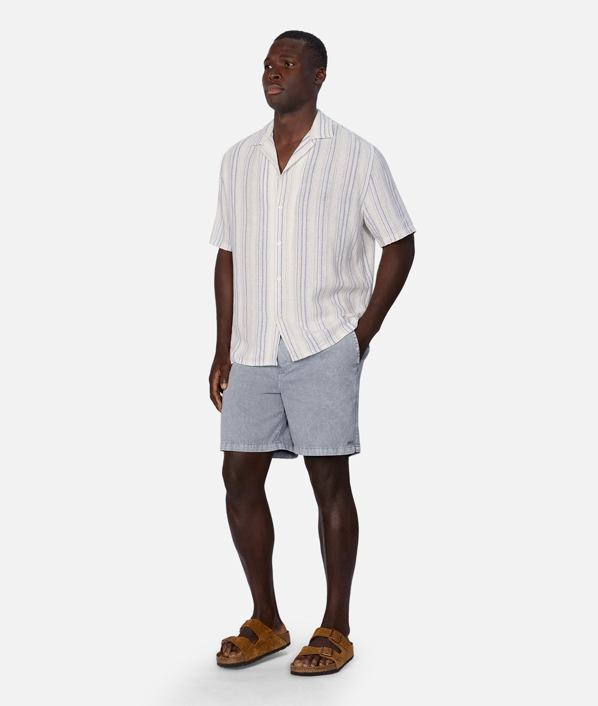 Levenzo Linen Short Sleeve Shirt for Men - Breathable White & Multi-Color Casual Button Down Shirt - Perfect for Summer Outfits, Beach Vacations, and Office Wear