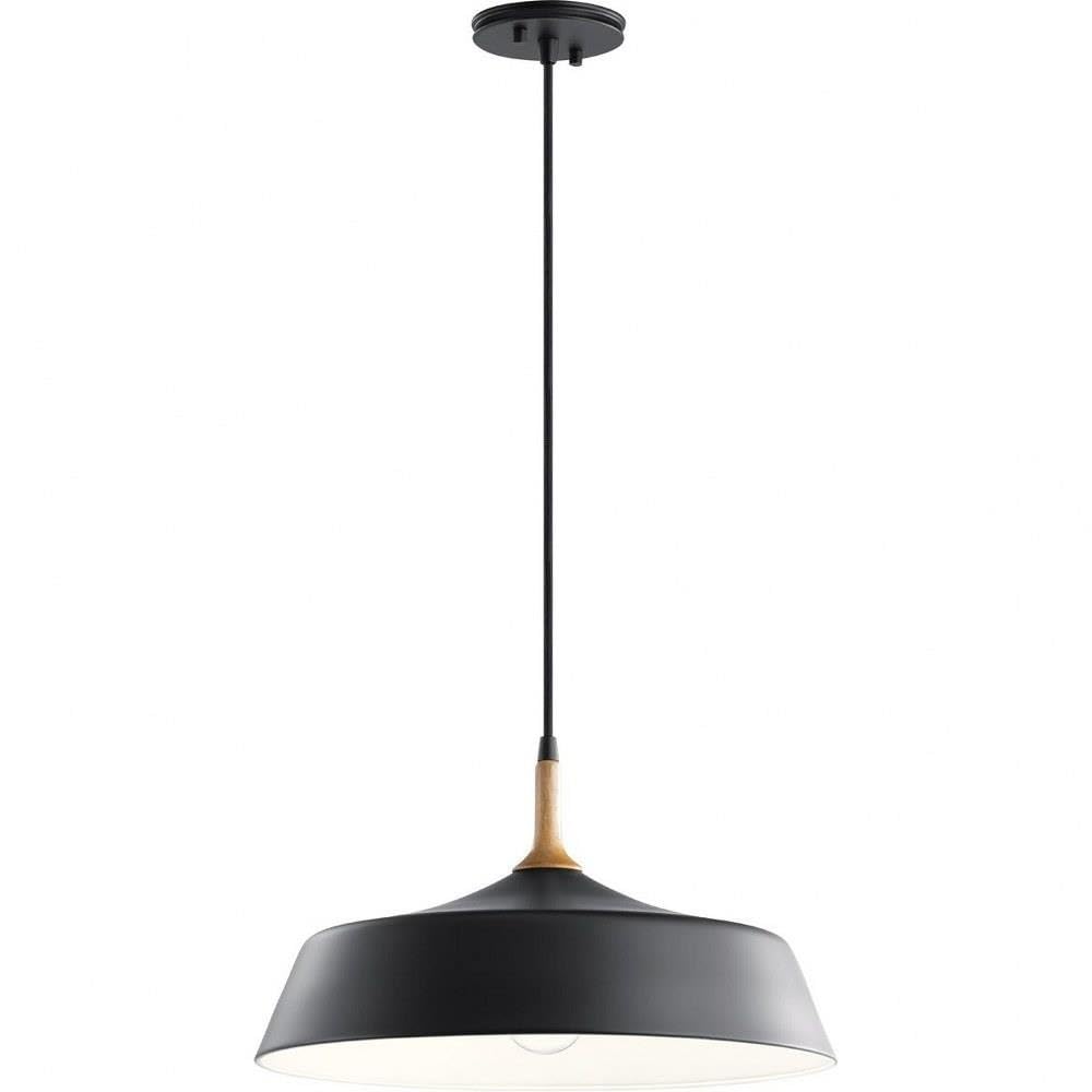 Vintage Black Metal Pendant Light Fixture - Mid Century Modern Single Bulb Hanging Lamp for Dining Room, Kitchen Island or Bedroom Lighting