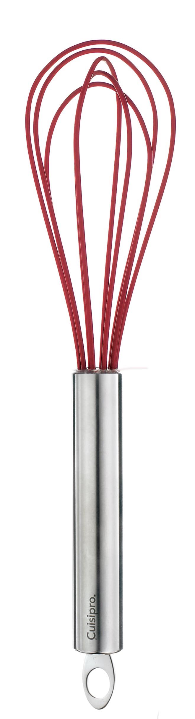 Cuisipro 8-Inch Red Silicone Egg Whisk - Durable Kitchen Tool for Baking, Cooking, and Mixing - Perfect for Eggs, Batters, Sauces, and More
