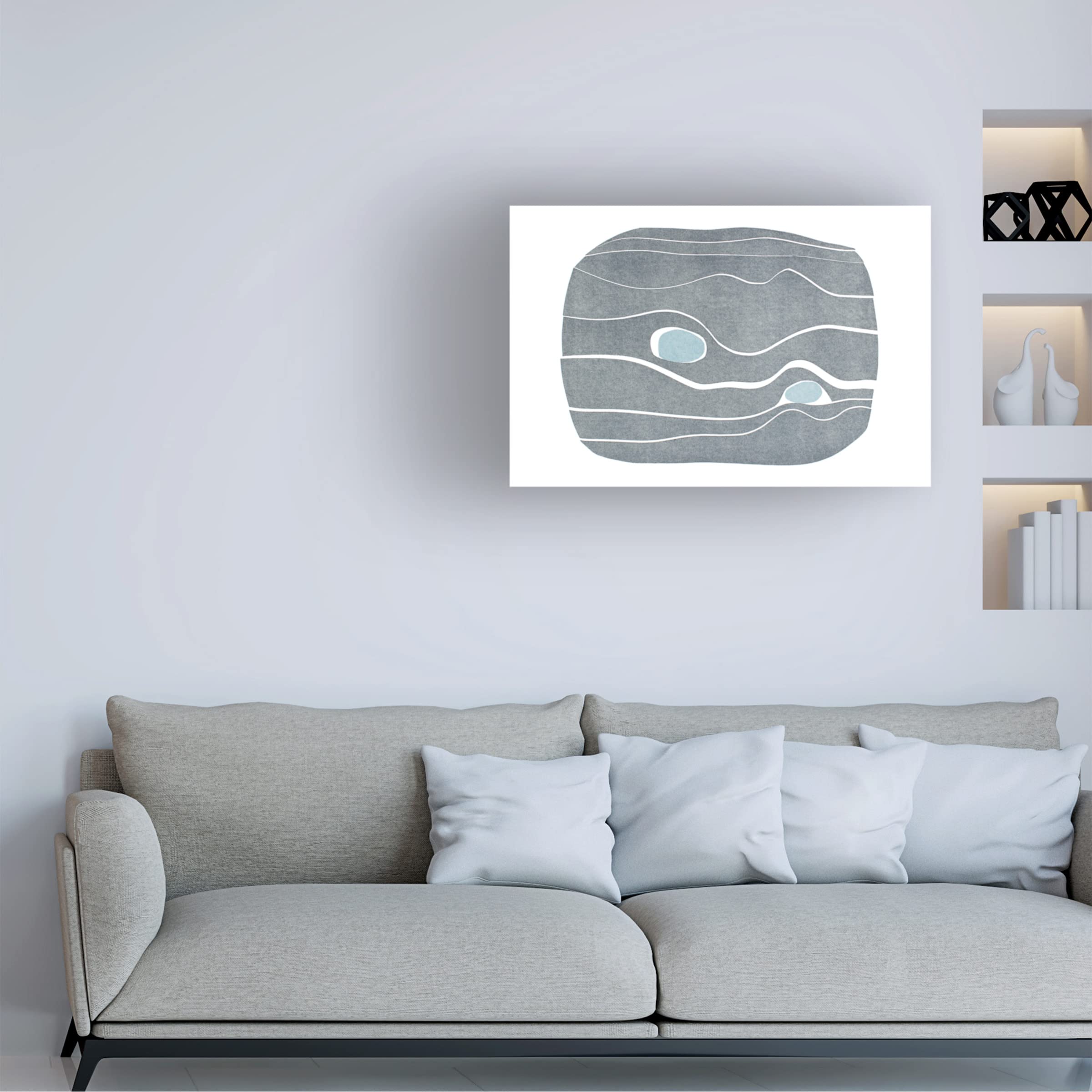 Rob Delamater 'River Stones IX' Canvas Wall Art Print - Modern Abstract Nature Painting for Living Room, Bedroom & Office Decor