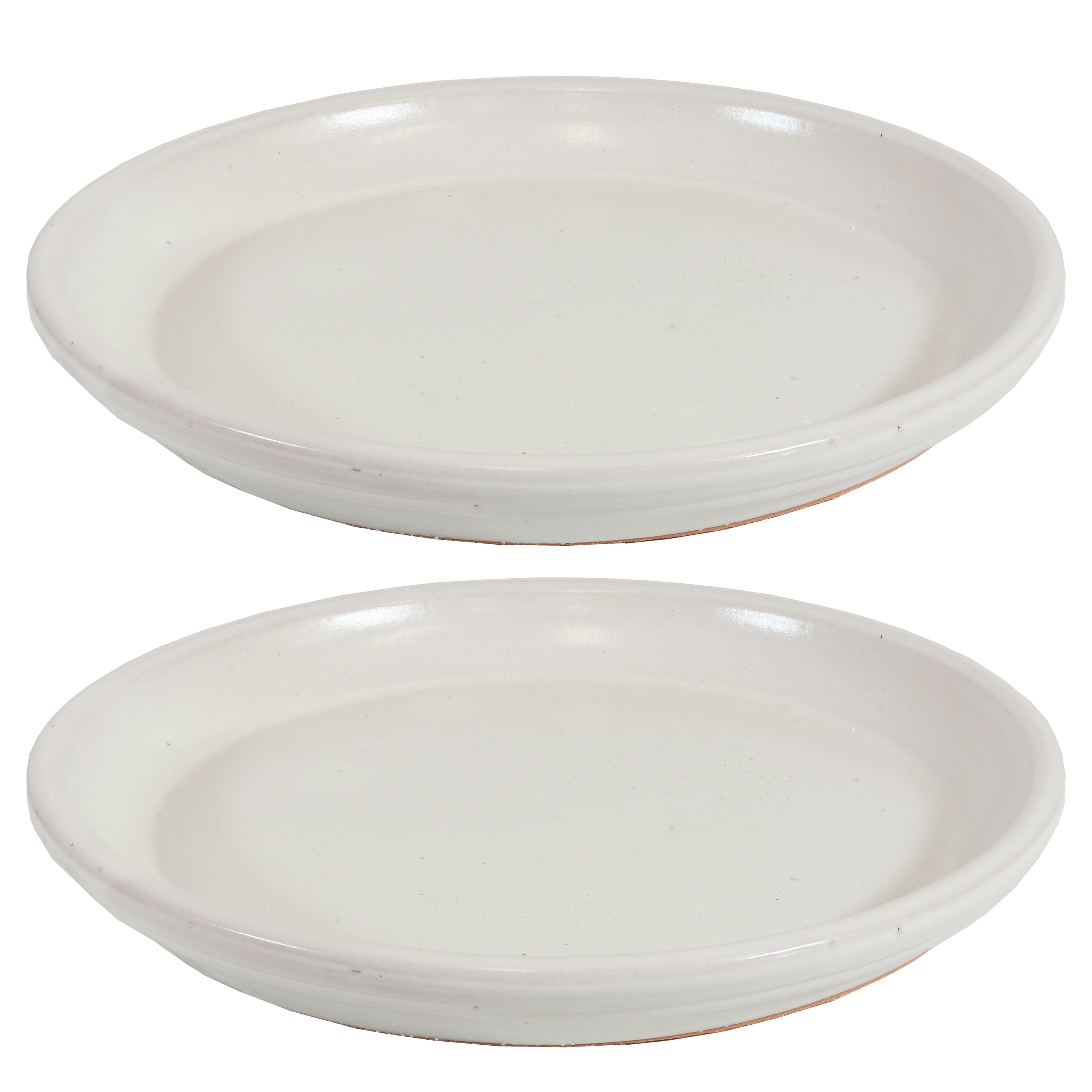 Sunnydaze Set of 2 Glazed Ceramic Planter Saucers - 6 Inch Flower Pot Trays for Indoor & Outdoor Plants - Perfect for Drainage and Protecting Surfaces