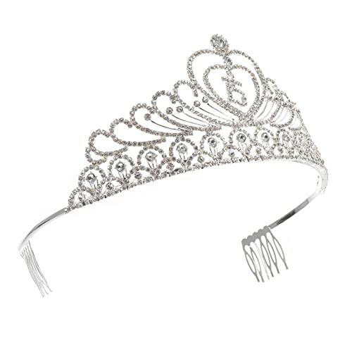 FRCOLOR 15th Birthday Tiara - Crystal Bridal Crown for Weddings, Quinceañera, Prom & Special Events | Sparkling Rhinestone Headpiece for Women & Girls