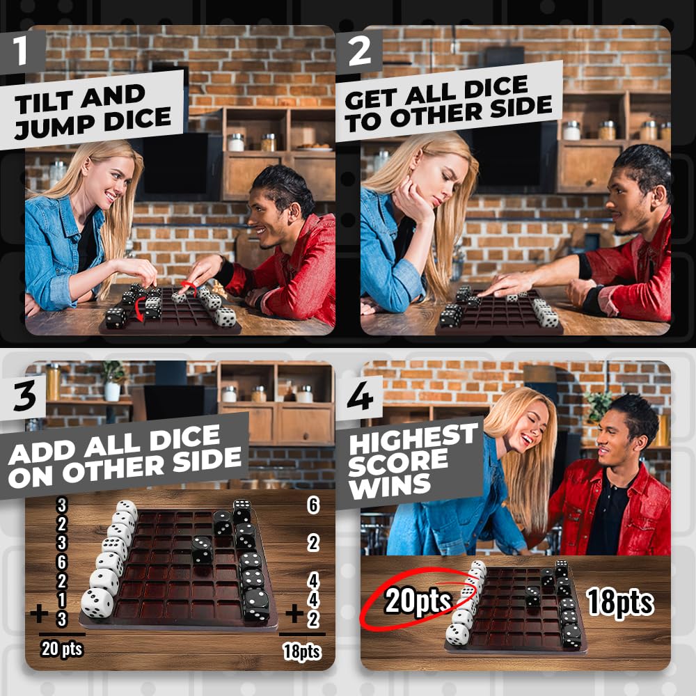 Dittle™ - 2 Player Dice Battle Game for Adults | Wooden Tabletop Board Game for Couples & Friends | Best Indoor Bar & Coffee Table Games for 2 Players | Fun Strategy Dice Game for Parties, Date Nights & Family Game Nights
