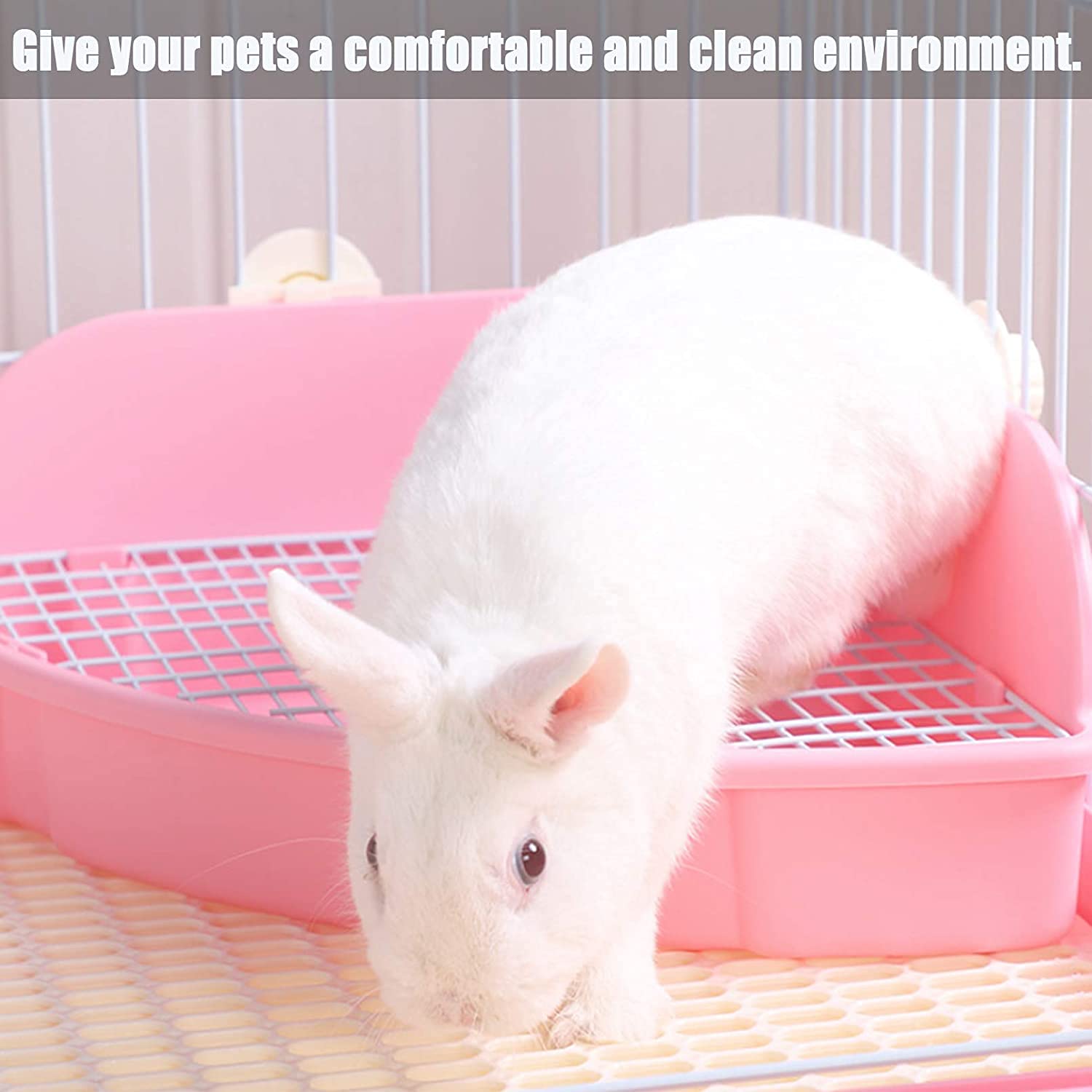 Kathson Large Rabbit Litter Box - Bunny Corner Toilet Box for Guinea Pigs, Chinchillas & Ferrets - Extra Big Pet Pan with Fan-Shaped Design - Perfect for Small Animal Cage Training & Bedding - Ideal for Adult Pets at Home or Outdoor Use
