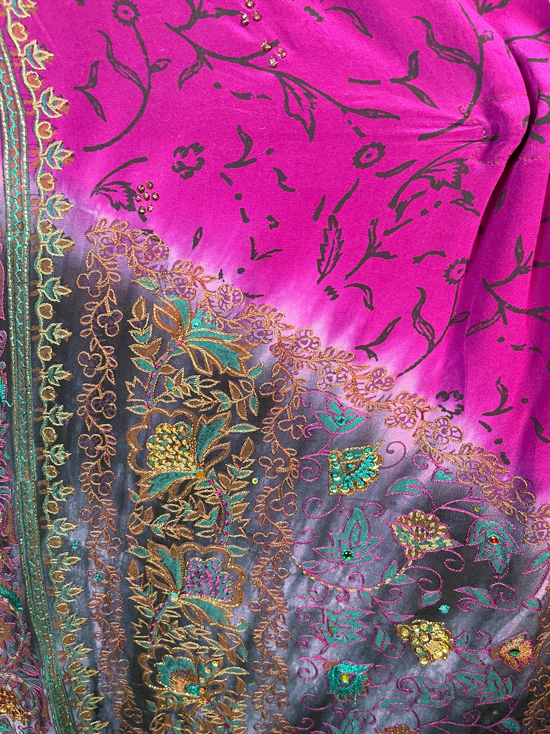 PRC6402 Women's Pure Silk Maxi Kaftan Dress - Elegant Long Boho Kimono Cover Up for Beach, Pool, Resort & Vacation Wear