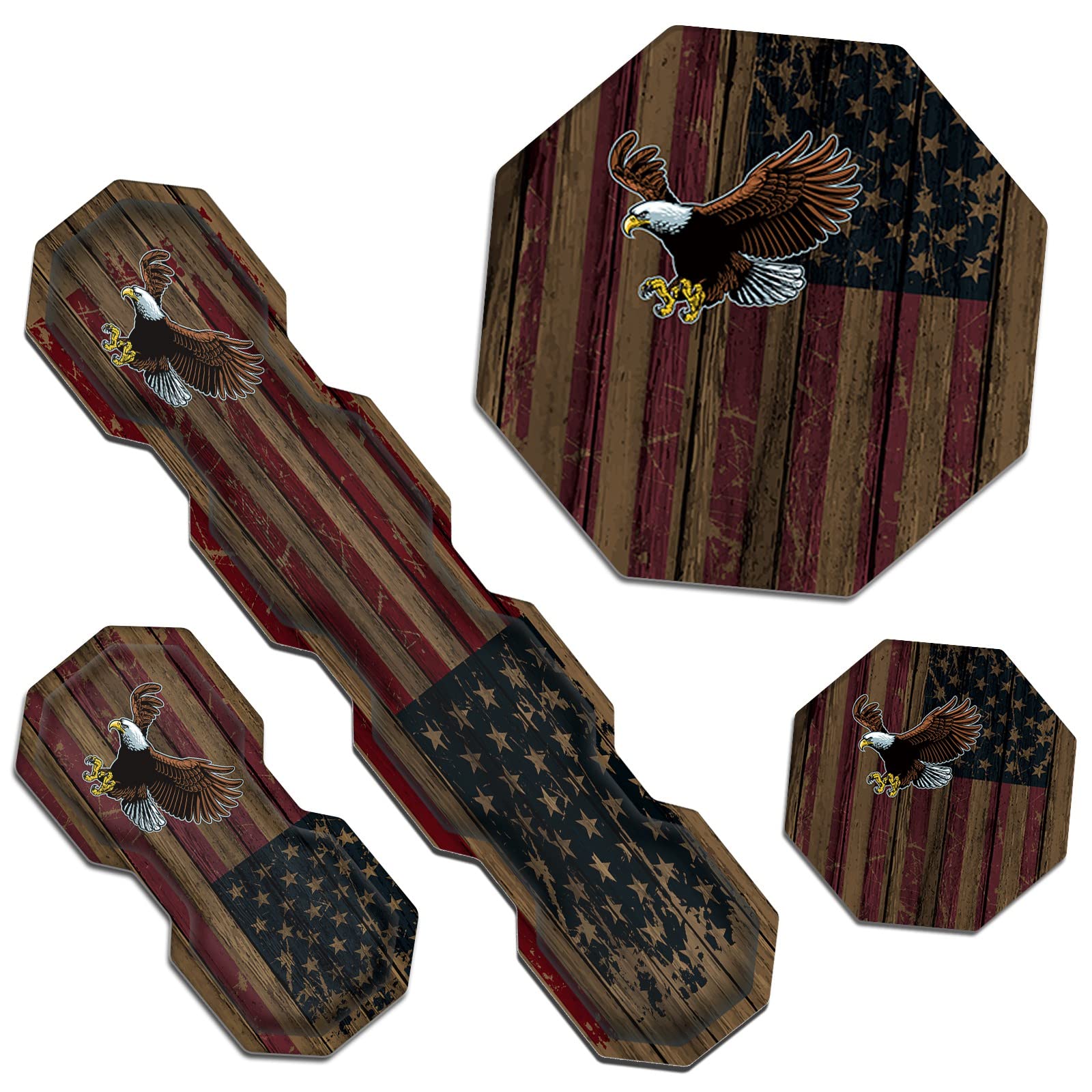 Ergonomic Mouse Pad with Wrist Support Gel & Keyboard Wrist Rest Set - Non-Slip Rubber Base for Computer, Laptop - Home Office & Gaming Accessories - Perfect for Long Work Hours & PC Gaming (American Flag Bald Eagle Design)
