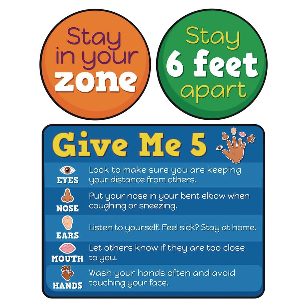 Really Good Stuff EZ Stick Safety First Floor and Wall Decals - 16 Die-Cut Decals for Kids' Playroom, Classroom & Home Safety