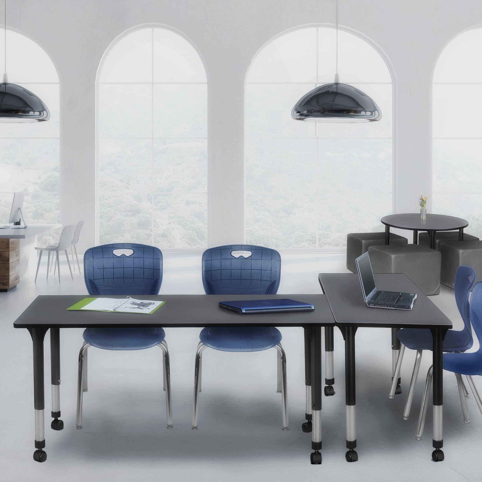 Regency Kee Height Adjustable Mobile Classroom Table Set with Two 18