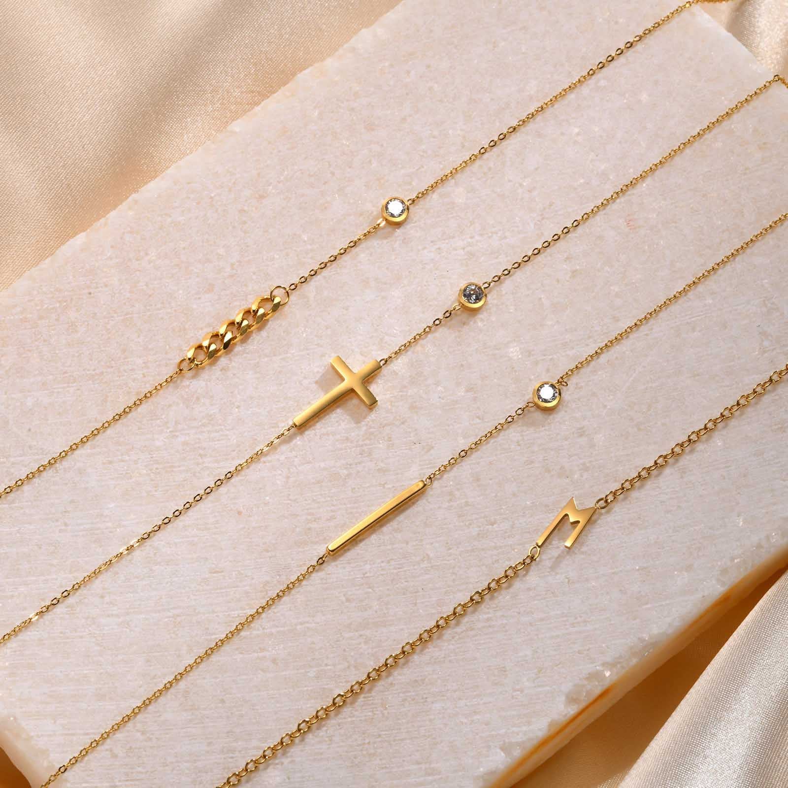 Elegant Cross and Bar Pendant Necklace for Women - Stainless Steel Chain Jewelry Gift for Christmas, Birthday & Everyday Wear | NC782