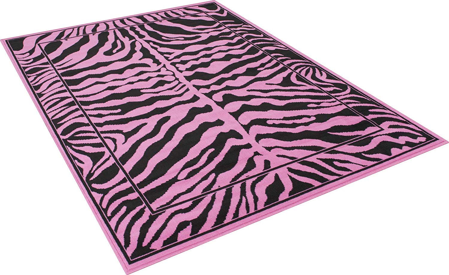 Soft Pink & Black Zebra Print Area Rug - 7'8