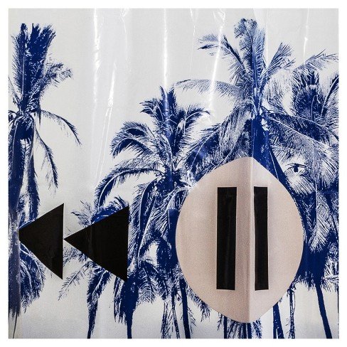 Blue Palm Shower Curtain 70x72 Inches - Waterproof Bathroom Decor for Tropical Beach Theme - Perfect for Bathroom, Guest Room & Vacation Home Decor