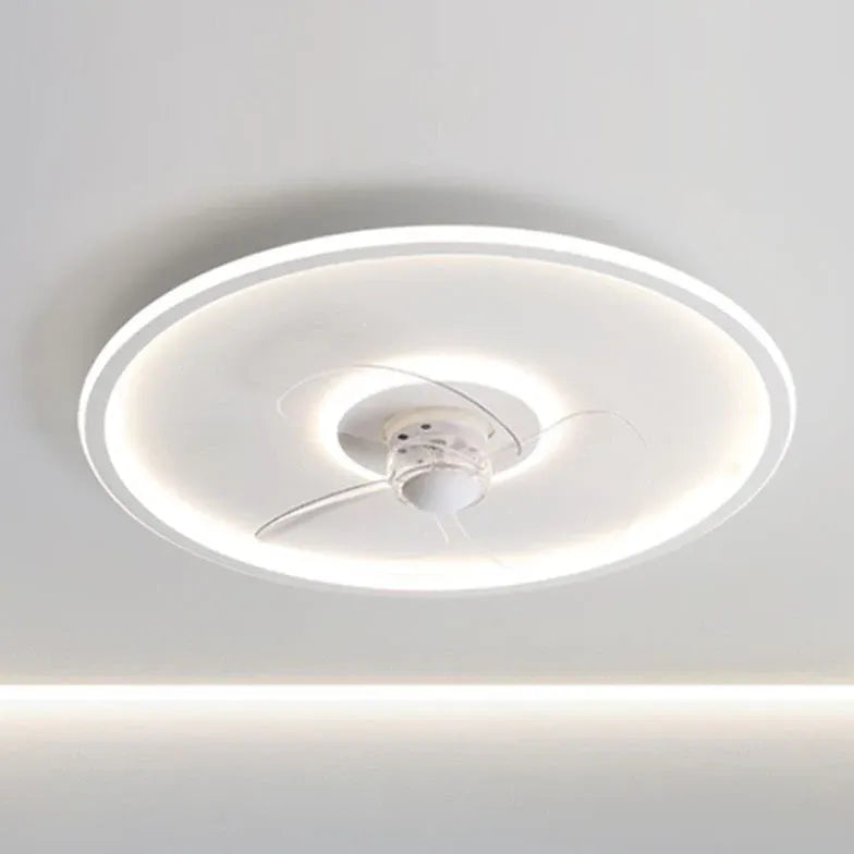 Modern White Ceiling Fan with LED Light - Minimalist Design for Bedroom, Living Room, and Office