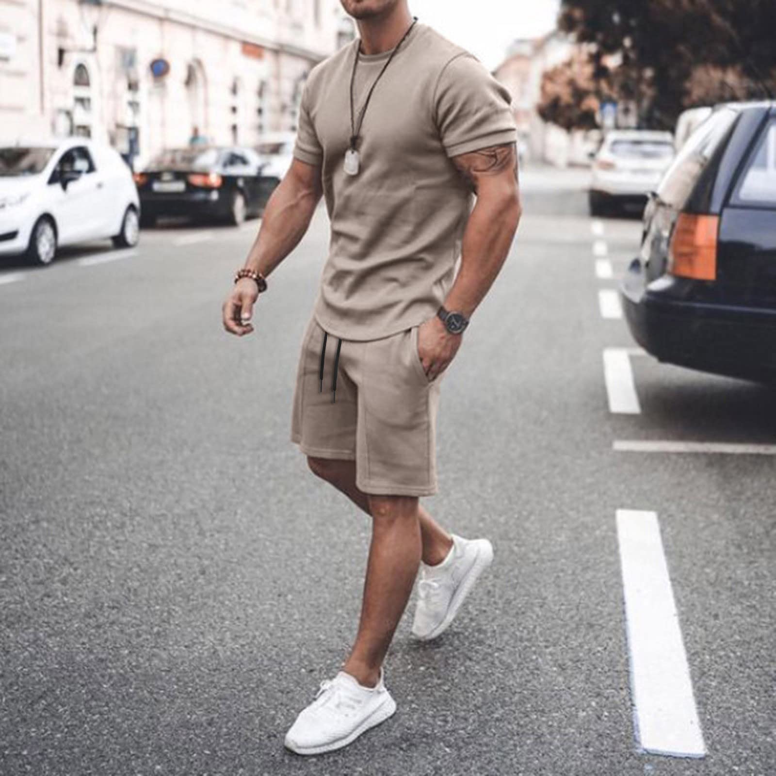 Spritumn-Home Men's Summer Sports Tracksuit Set - Gym Running Jogging Outfit with Shorts & T-Shirt (Sizes S-6XL) | Breathable Fitness Sportswear for Football, Workout & Outdoor Activities