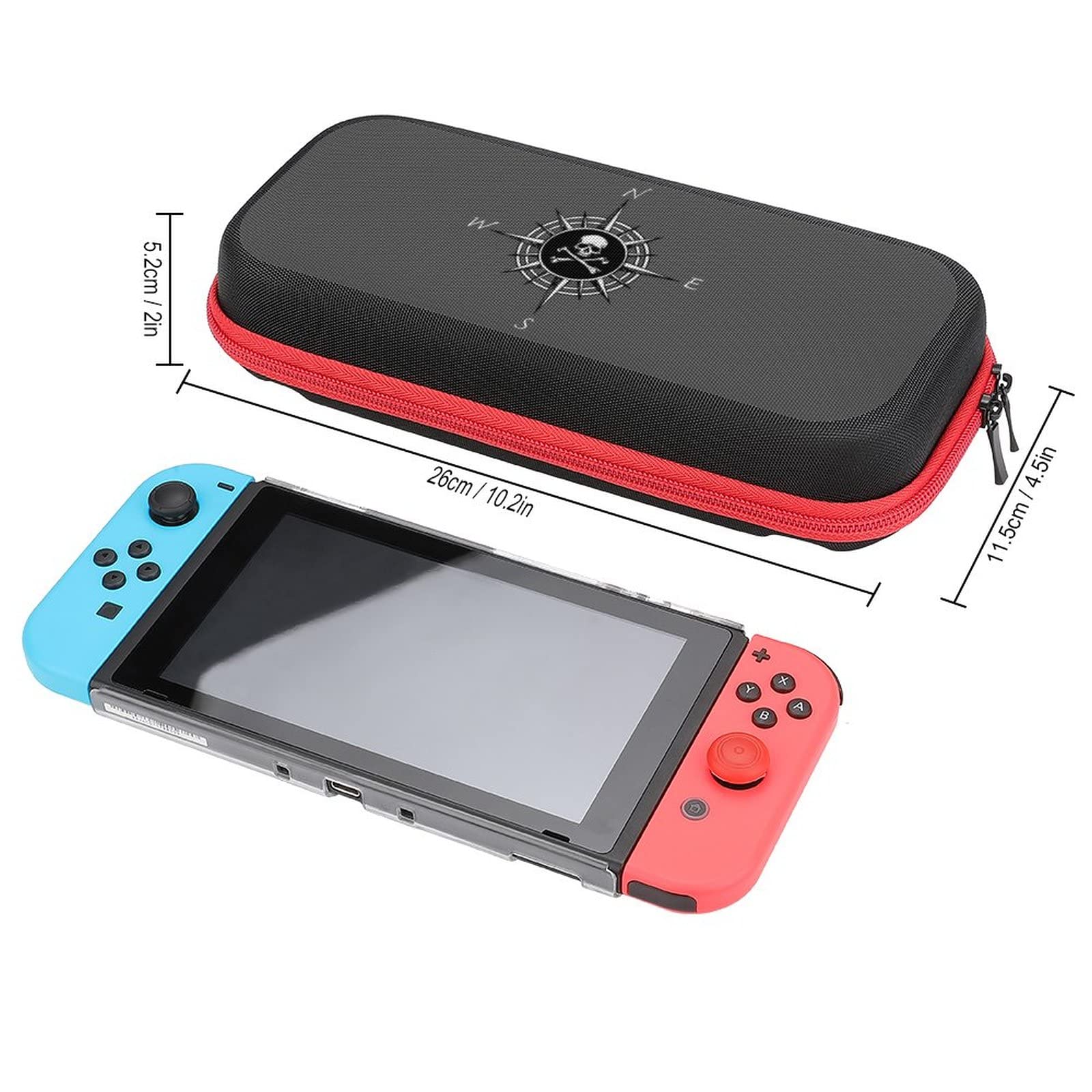 Compass Rose and Skull Nintendo Switch Carrying Case - Portable Travel Cover with 20 Game Card Slots - Perfect for Gaming on the Go, Travel Protection, and Switch Accessories Storage