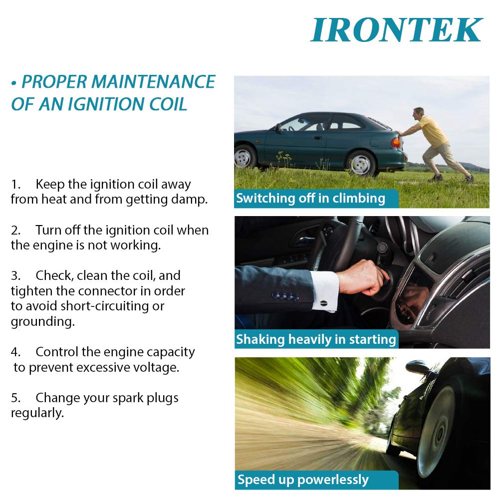 IRONTEK Ignition Coil Replacement for Subaru Legacy 1999-2005, Forester 1999-2004, Impreza 1999-2004, Outback 2000-2005, Baja 2003-2006 - Compatible with OEM 22433-AA410 - Improve Engine Performance & Fuel Efficiency - Perfect for Daily Commuting & Off-Road Adventures