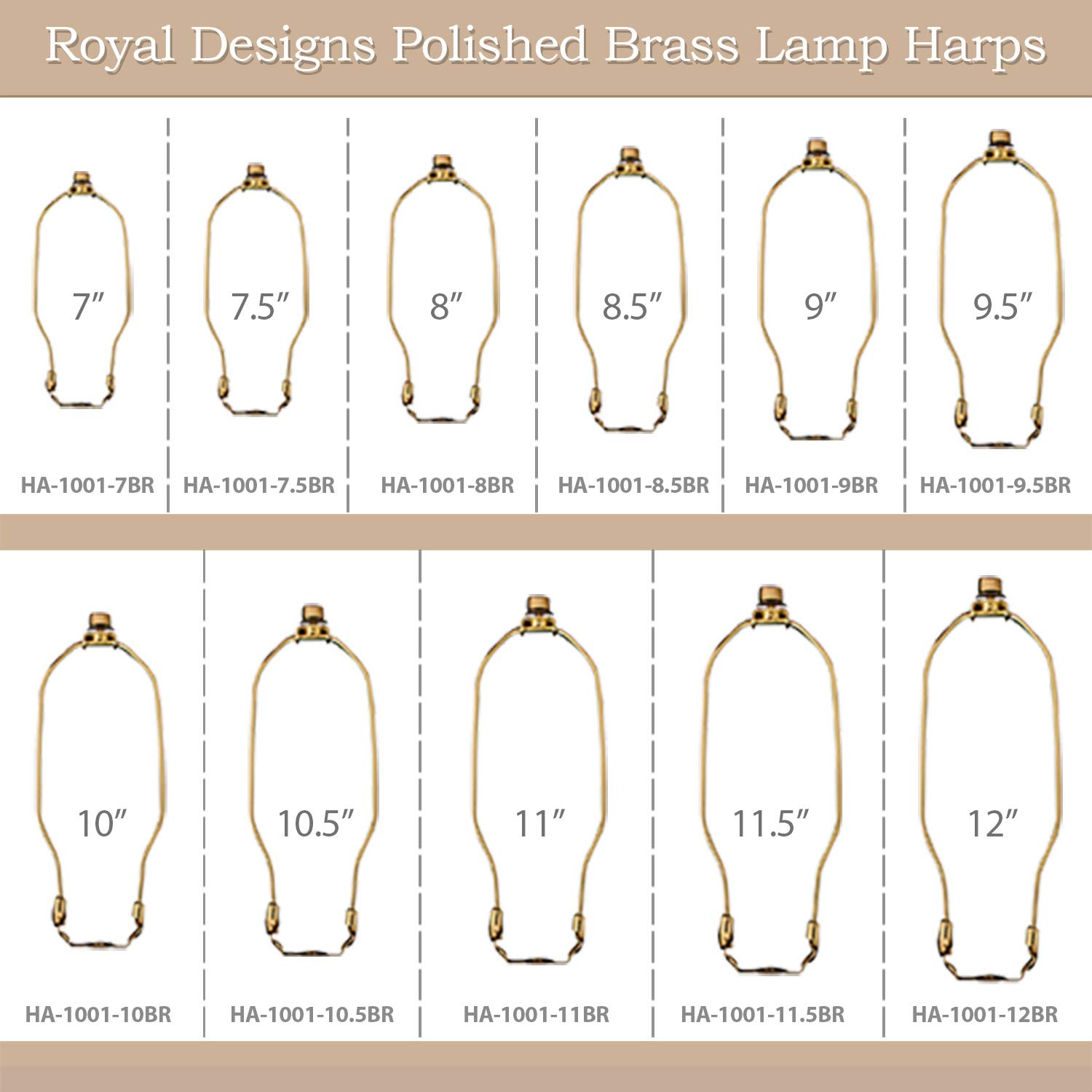 Royal Designs Heavy Duty Lamp Harp Finial & Holder Set - 8.5