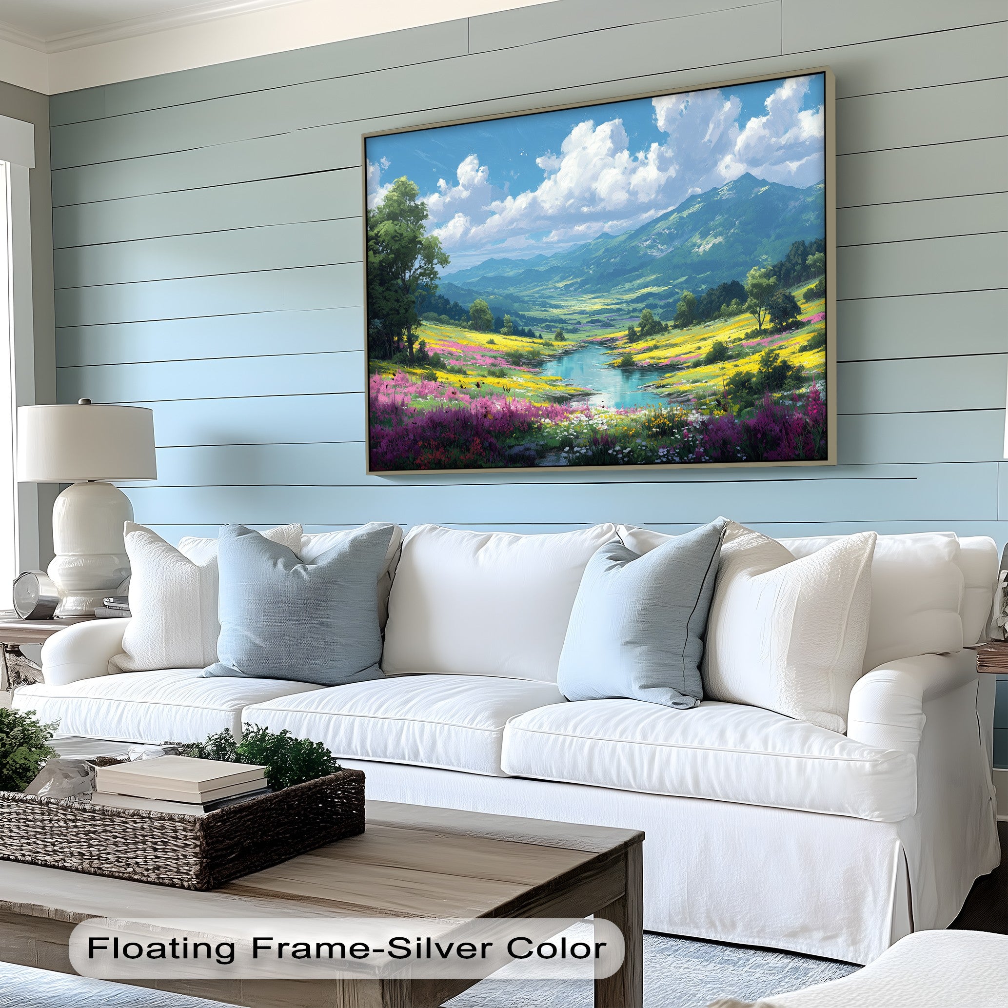 Blossoming Valley Serene Wildflower Landscape Canvas Print - Nature Wall Art for Living Room, Bedroom & Office Decor