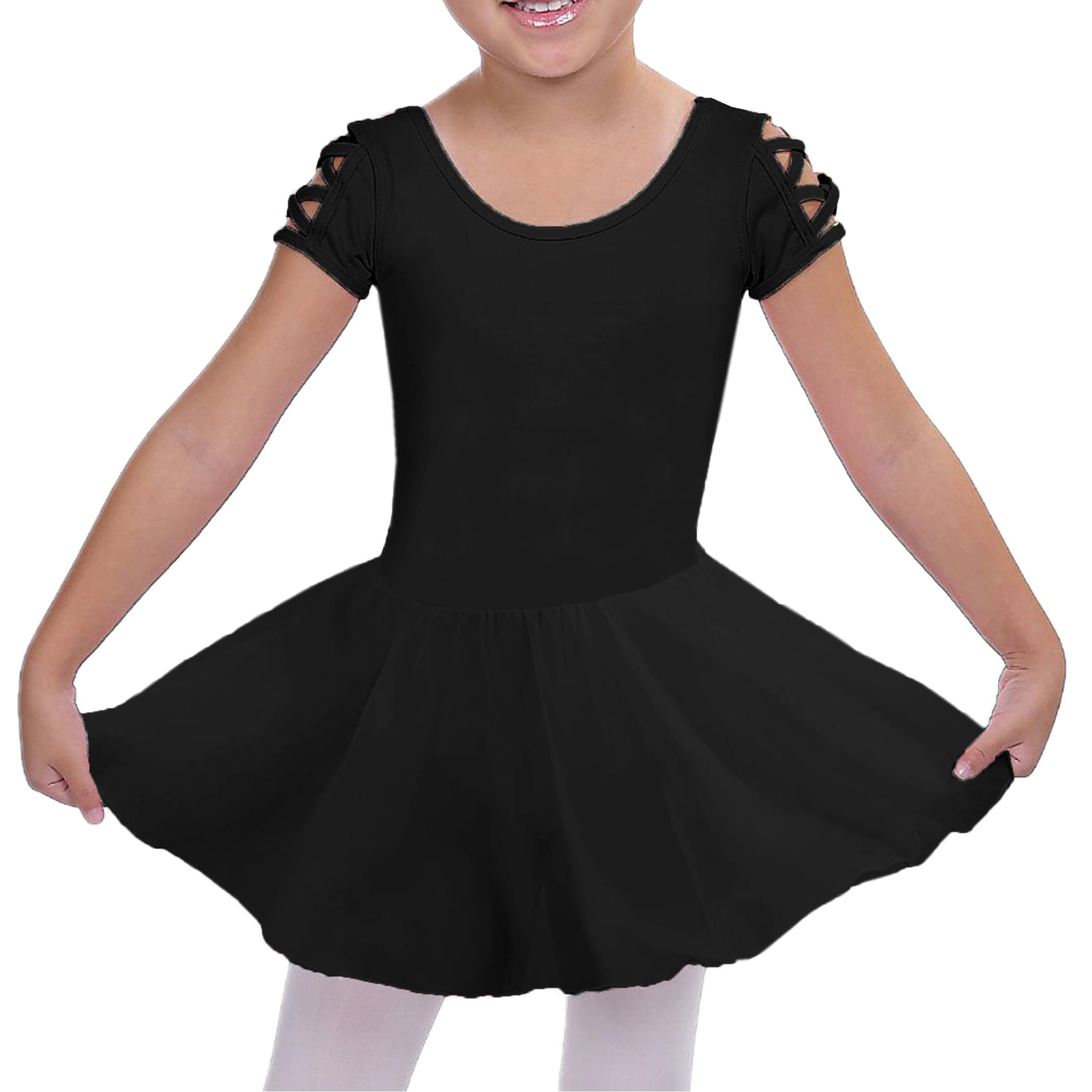 Little Toddler Girls Multi-Cross Strap Ballet Leotard with Tutu Skirt - Gymnastics Dancewear for Recitals, Performances & Ballet Classes