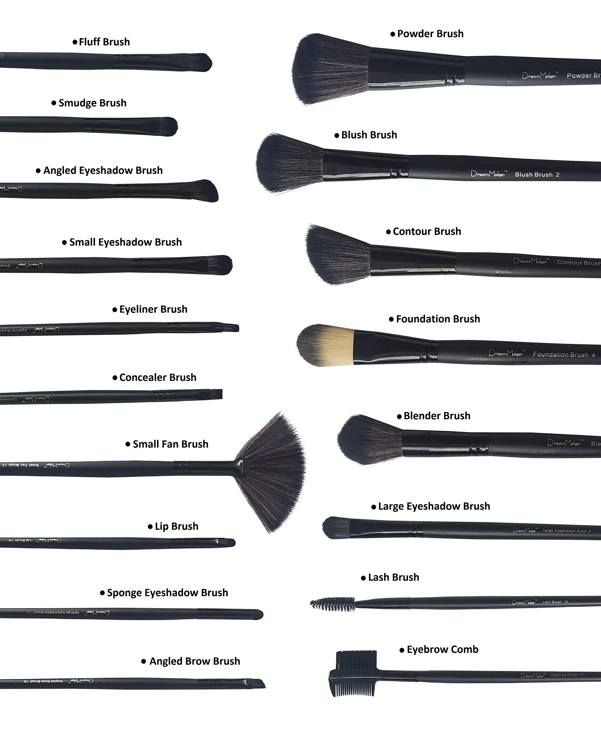 Dream Maker 18 Piece Vegan Makeup Brush Set - Cruelty-Free Kabuki Foundation & Blending Brushes for Professional Makeup Application | Perfect for Daily Use, Travel & Makeup Artists