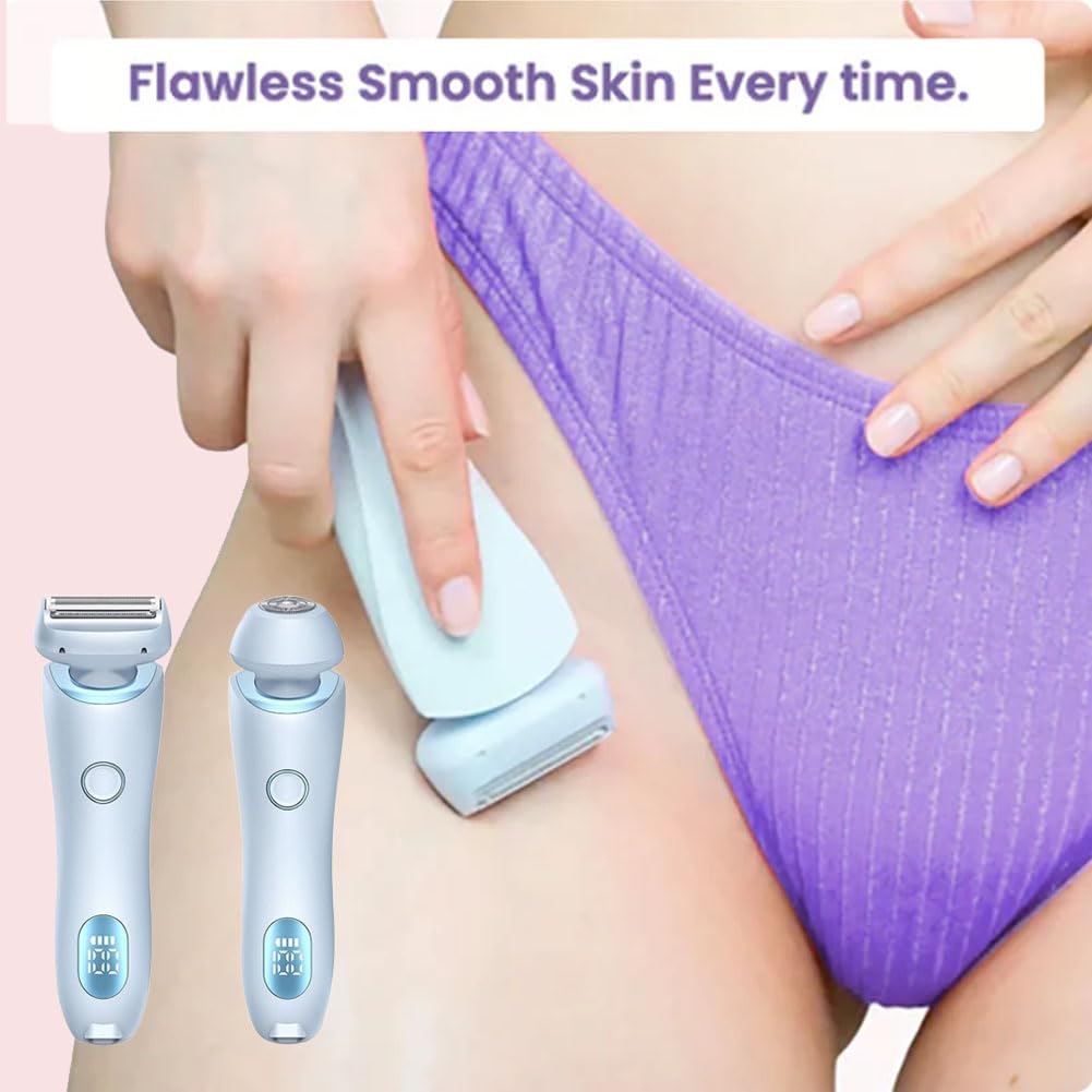 Smooth Shave Razor for Women - 2 in 1 Electric Razor with Removable Head, Painless Hair Removal for Legs, Bikini & Body - Portable & Efficient Pink Razor - Perfect for Travel, Gym & Daily Grooming