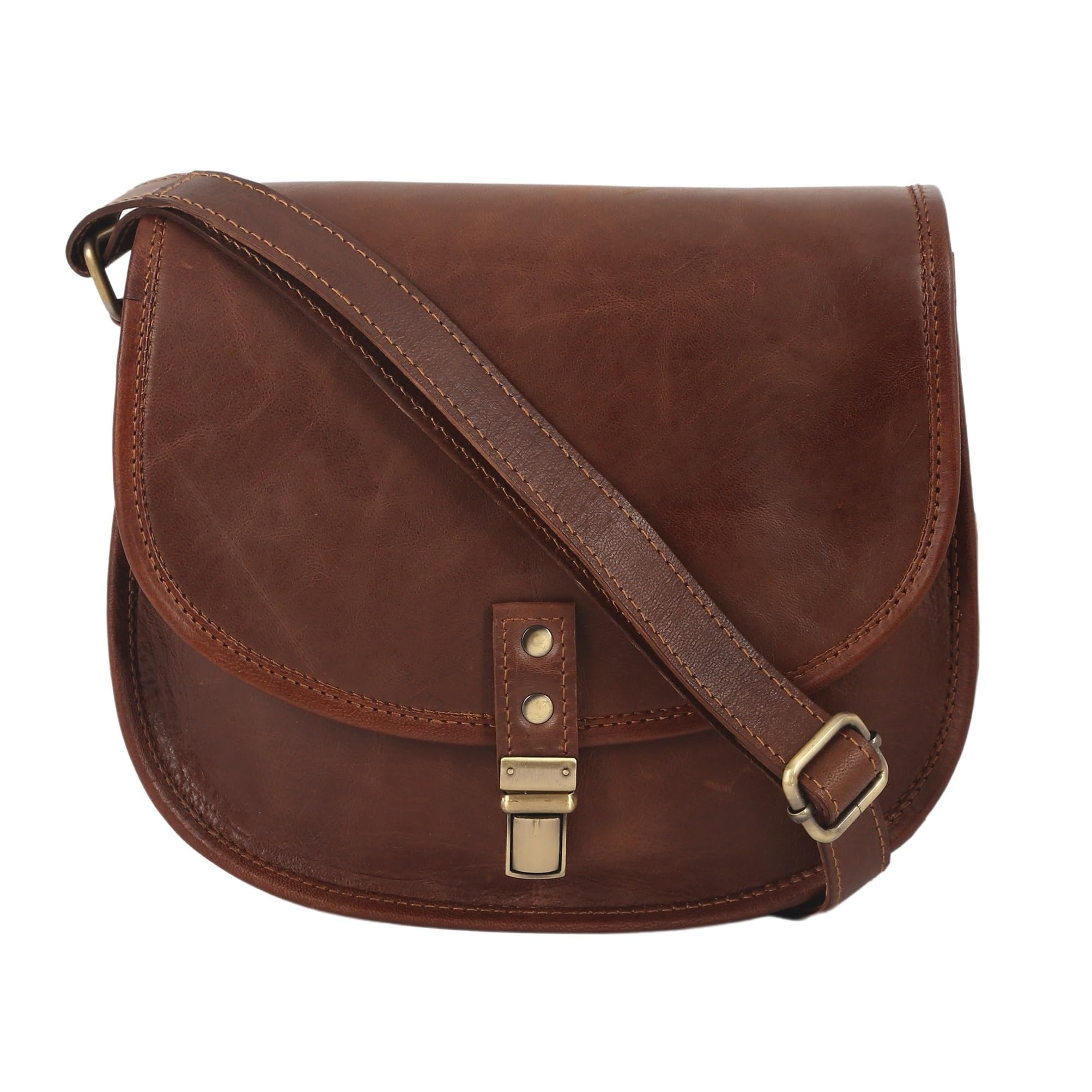 Vintage Brown Leather Crossbody Shoulder Bag for Women - Boho Saddle Purse with Phone & Wallet Holder - Fashionable Travel Handbag for Ladies, Perfect for Daily Use, Shopping, and Outings