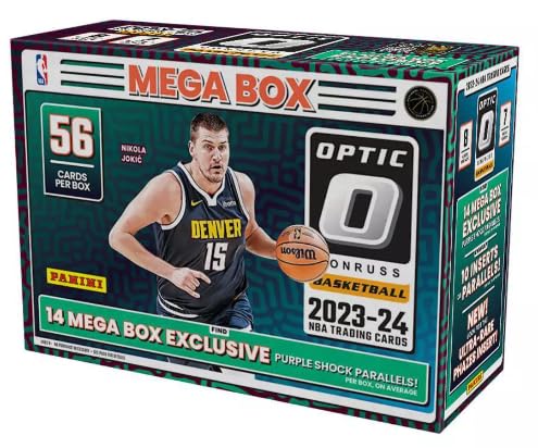 2023-24 Panini Donruss Optic Basketball Mega Box - 56 Cards per Box with Purple Shock Parallels | NBA Trading Cards Collection for Collectors & Fans | Perfect for Gifts, Investments, and Game Day Excitement