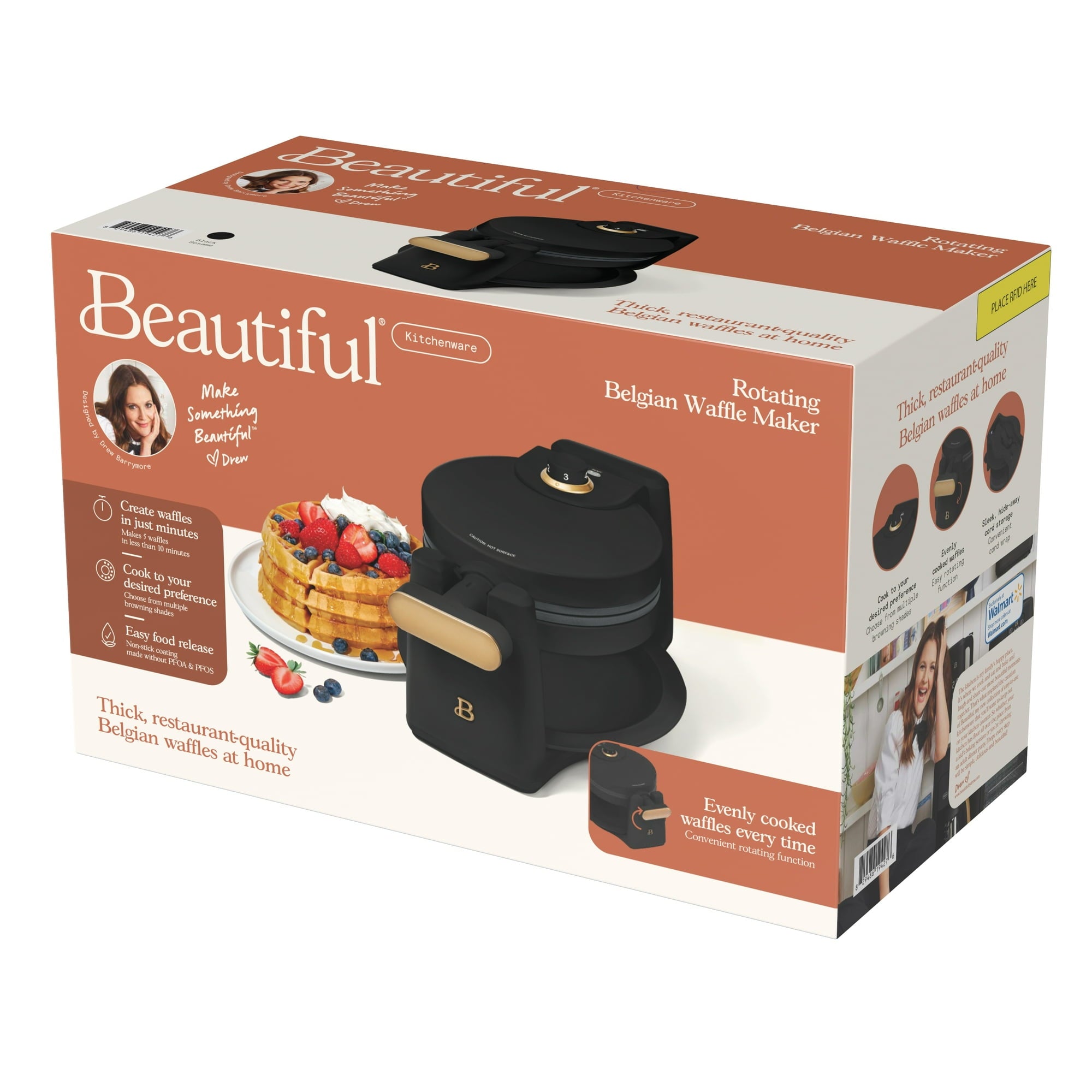 Premium 19427 Rotating Belgian Waffle Maker - Non-Stick Coating, Adjustable Temperature, Perfect for Breakfast & Brunch - Ideal for Home, Cafe, and Restaurant Use
