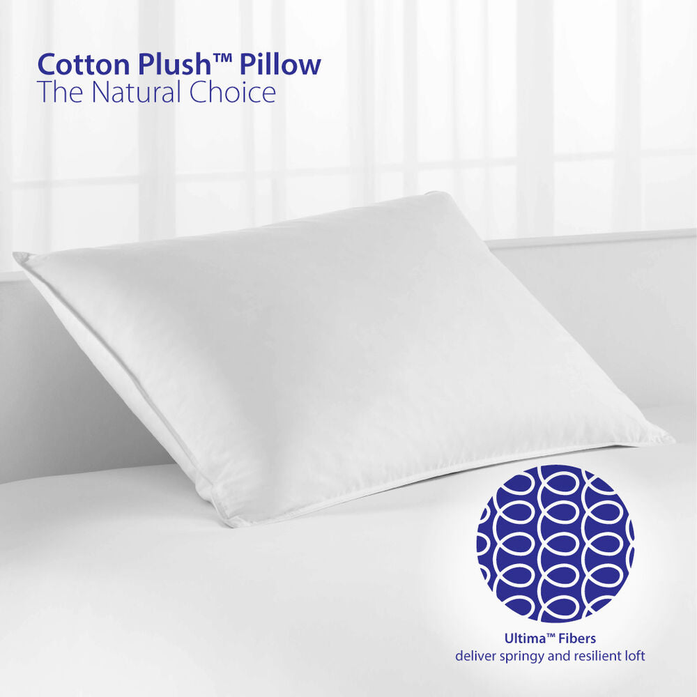 Restful Nights Ultra Soft Cotton Plush Pillow - Hypoallergenic & Breathable for Side Sleepers | Made in USA | Perfect for Bedroom, Guest Room & Travel