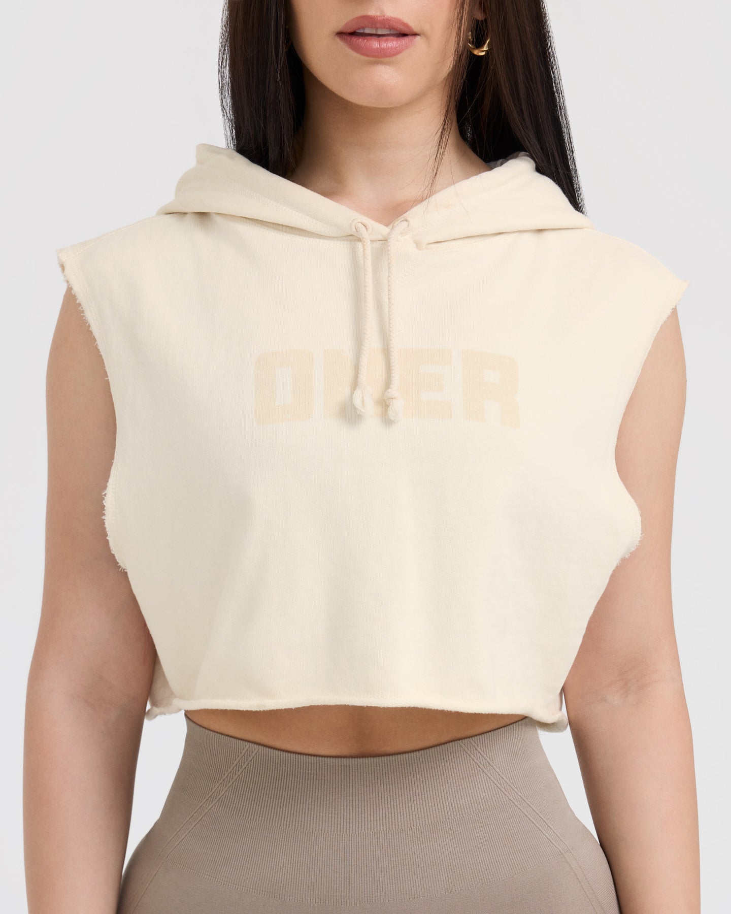 Raw Lounge Sleeveless Crop Hoodie for Women - Soft Oversized Pullover Sweatshirt | Off White | Perfect for Yoga, Gym & Casual Streetwear