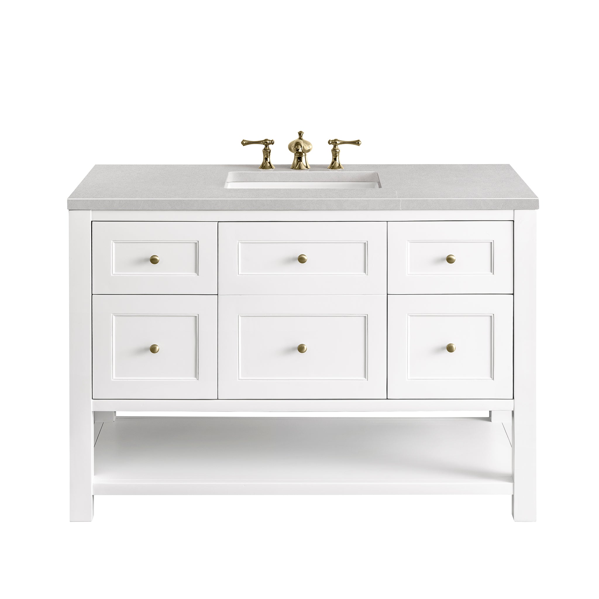 Breckenridge 48 Inch Single Bathroom Vanity Set with 3CM Eternal Serena Top in Bright White - Perfect for Modern Bathroom Renovations and Home Upgrades