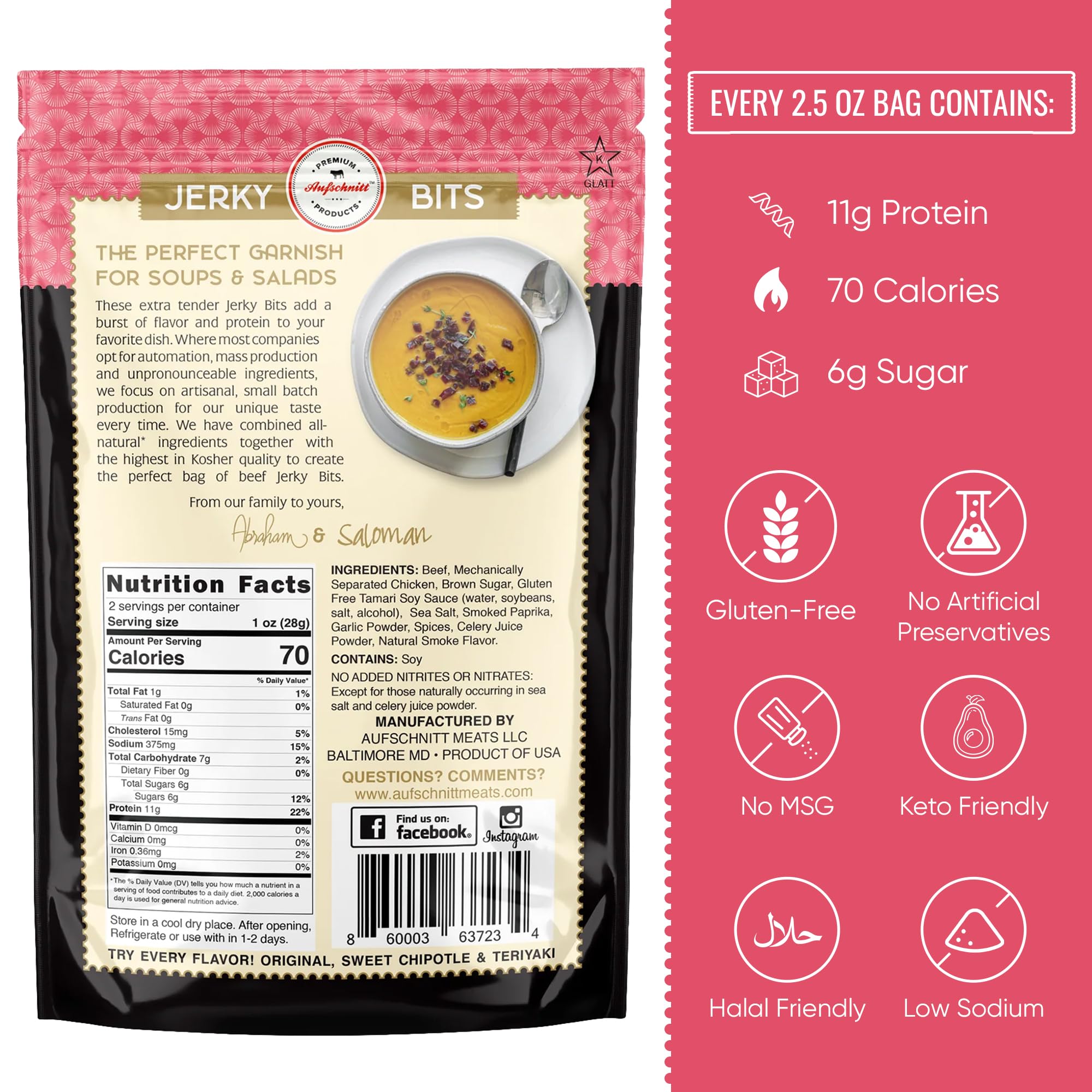 Beef and Chicken Jerky Bites - High Protein Healthy Snacks | Kosher, Halal & Keto Friendly | Bacon Flavor (2 Pack) | Perfect for Hiking, Camping & On-the-Go Snacking