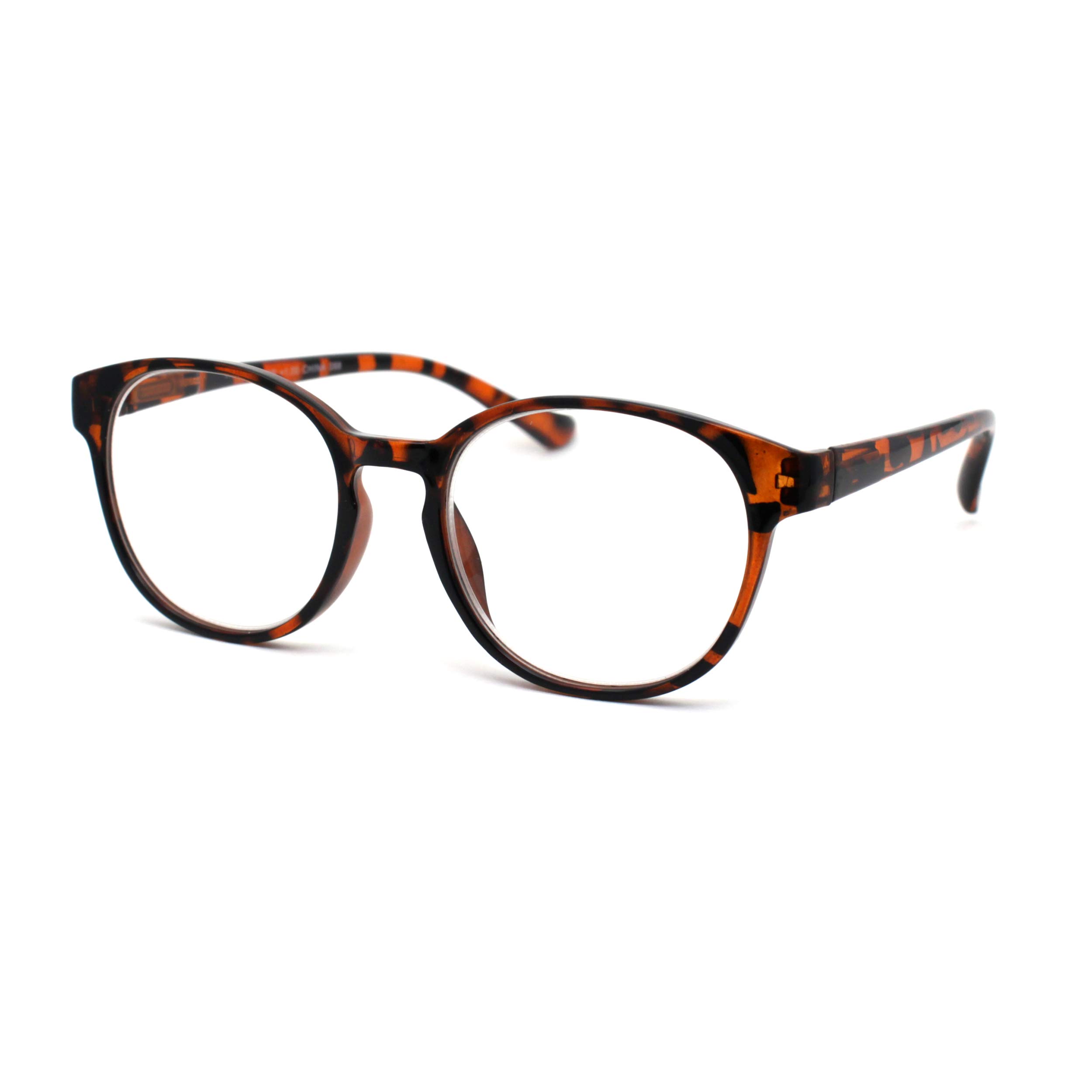 Round Thin Keyhole Horn Rim Plastic Reading Glasses for Women & Men – Lightweight +1.00 to +3.50 Magnification – Perfect for Reading, Office Work, and Computer Use