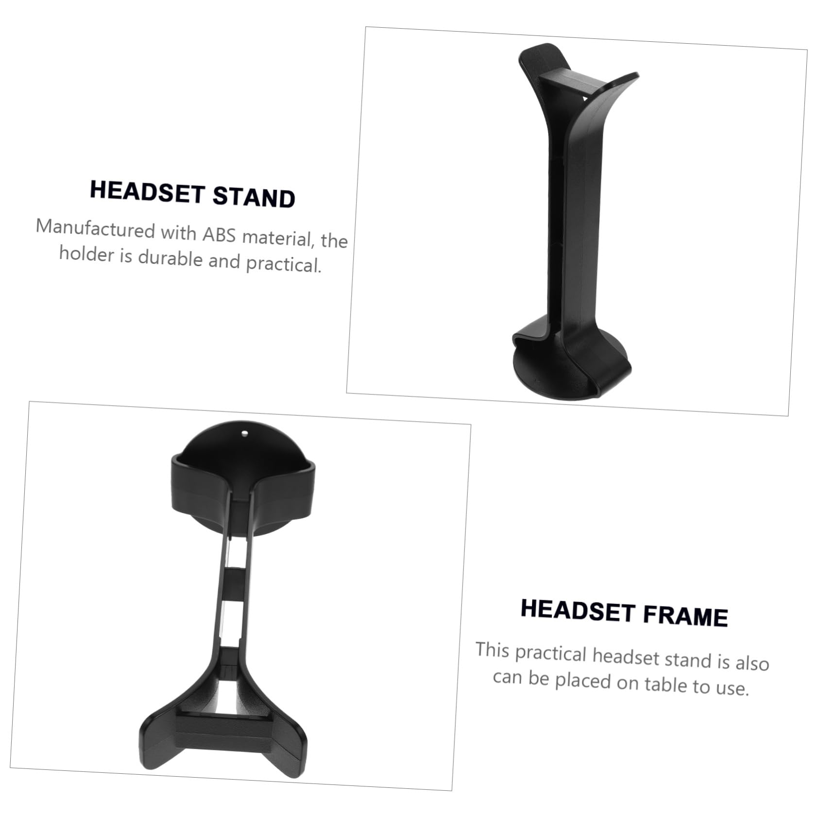 Portable Headphone Stand - Durable Desk Headset Holder with Non-Slip Base, Easy to Carry & Space Saving - Perfect for Office, Gaming Setup & Travel Accessories (Black)
