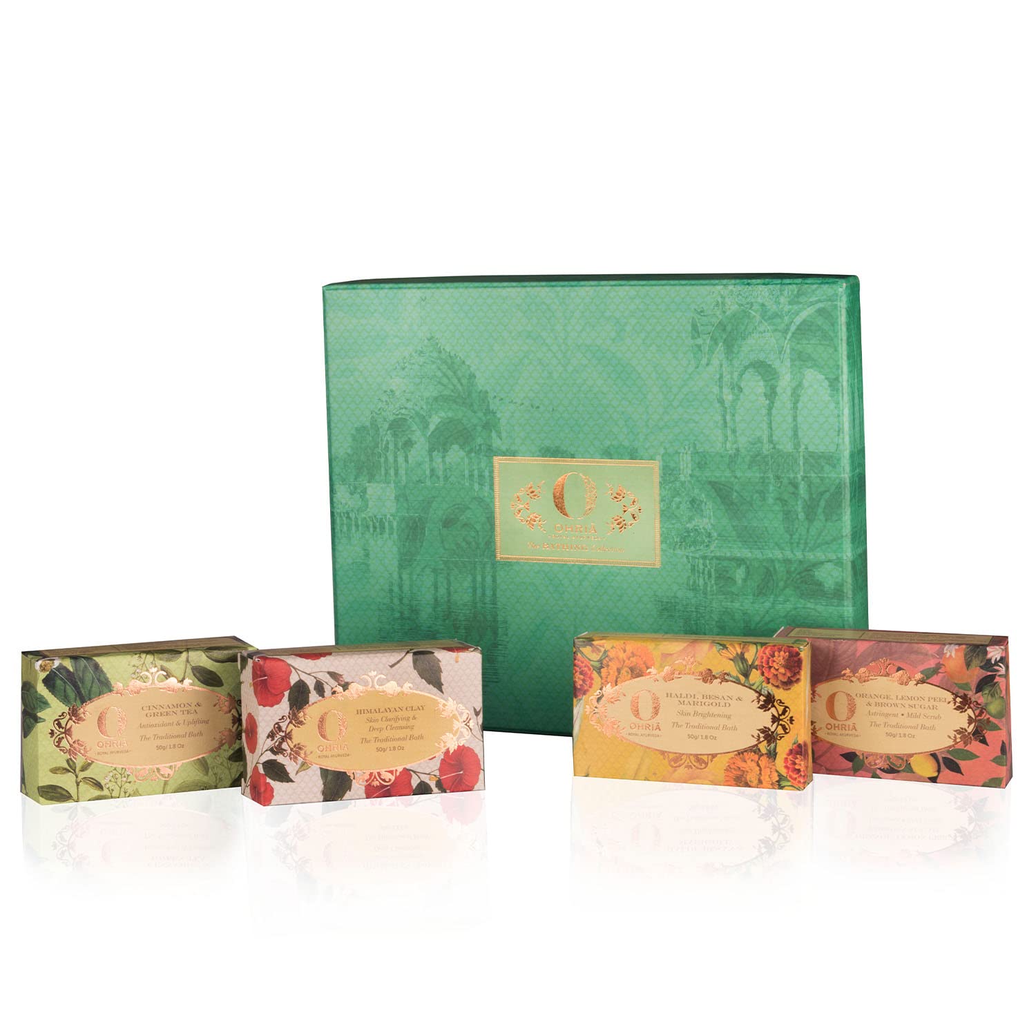 Ohria Ayurveda Natural Soap Gift Set - 4 Organic Herbal Bath Bars for Sensitive Skin | Gentle Cleansing, Moisturizing & Aromatherapy | Perfect for Spa Day, Self-Care & Holiday Gifts