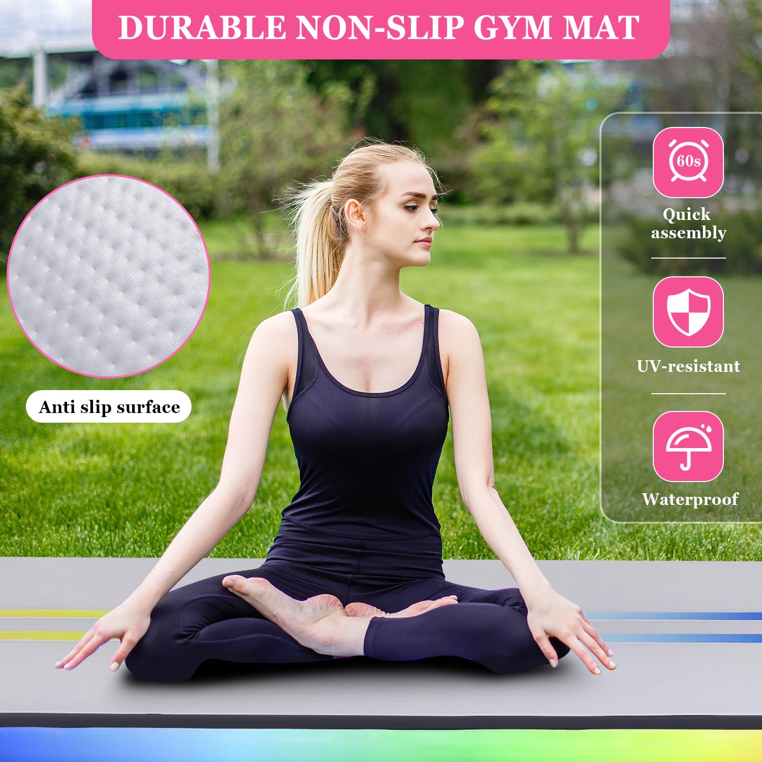 Inflatable Air Gymnastics Mat - 10ft/13ft/16ft Tumbling Track with Electric Pump for Home Gym, Cheerleading & Yoga | Perfect for Indoor Training, Beach Workouts & Park Exercises