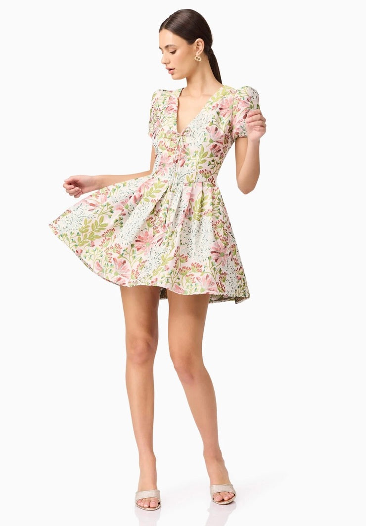 Floral Puff Sleeve Mini Dress for Women - Elegant Summer Party Cocktail Dress | Perfect for Weddings, Dates & Special Occasions