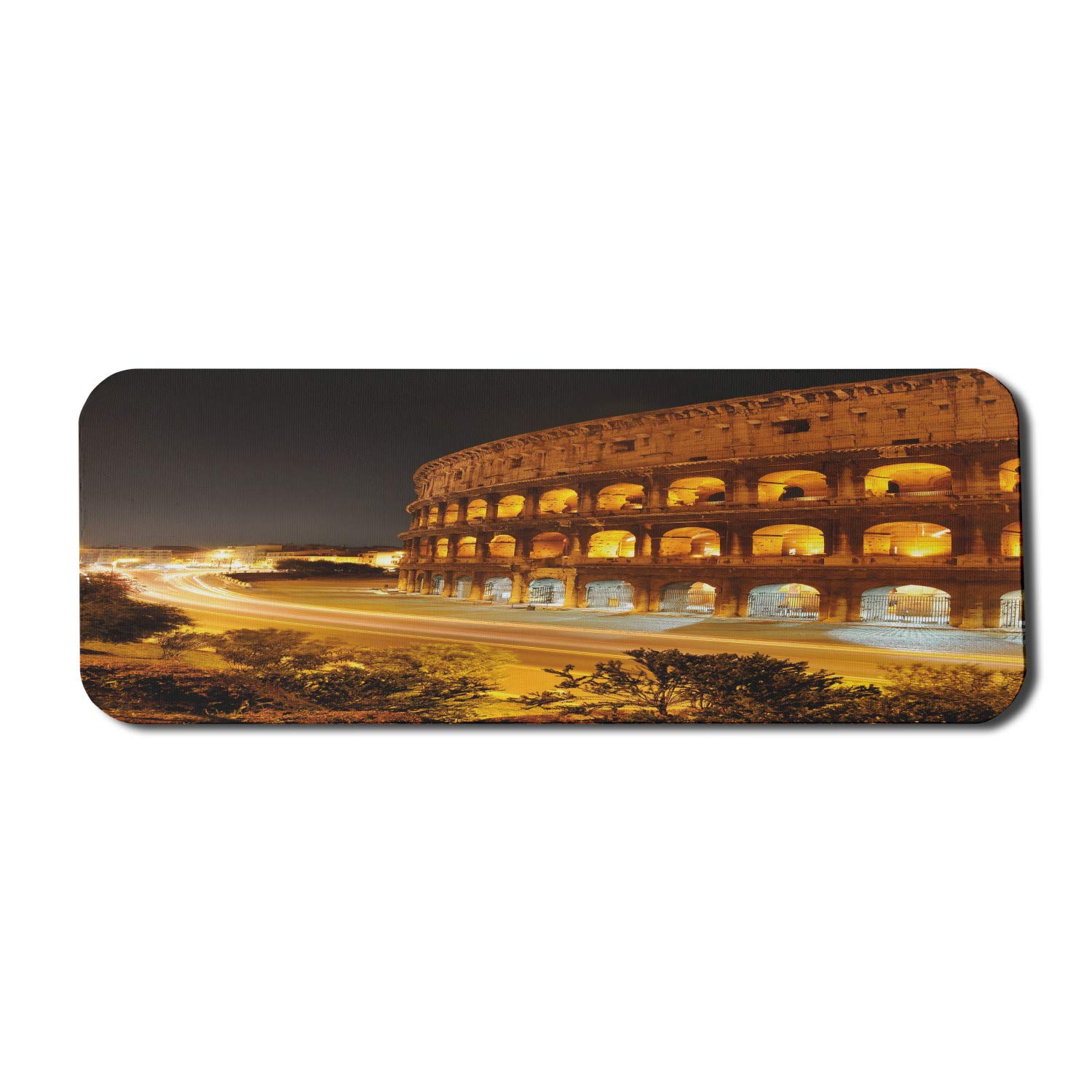 Ambesonne Italy Themed Mouse Pad - Colosseum at Night Scenic Rome European City Heritage Landscape Design, Non-Slip Rubber Base Gaming Mousepad (31
