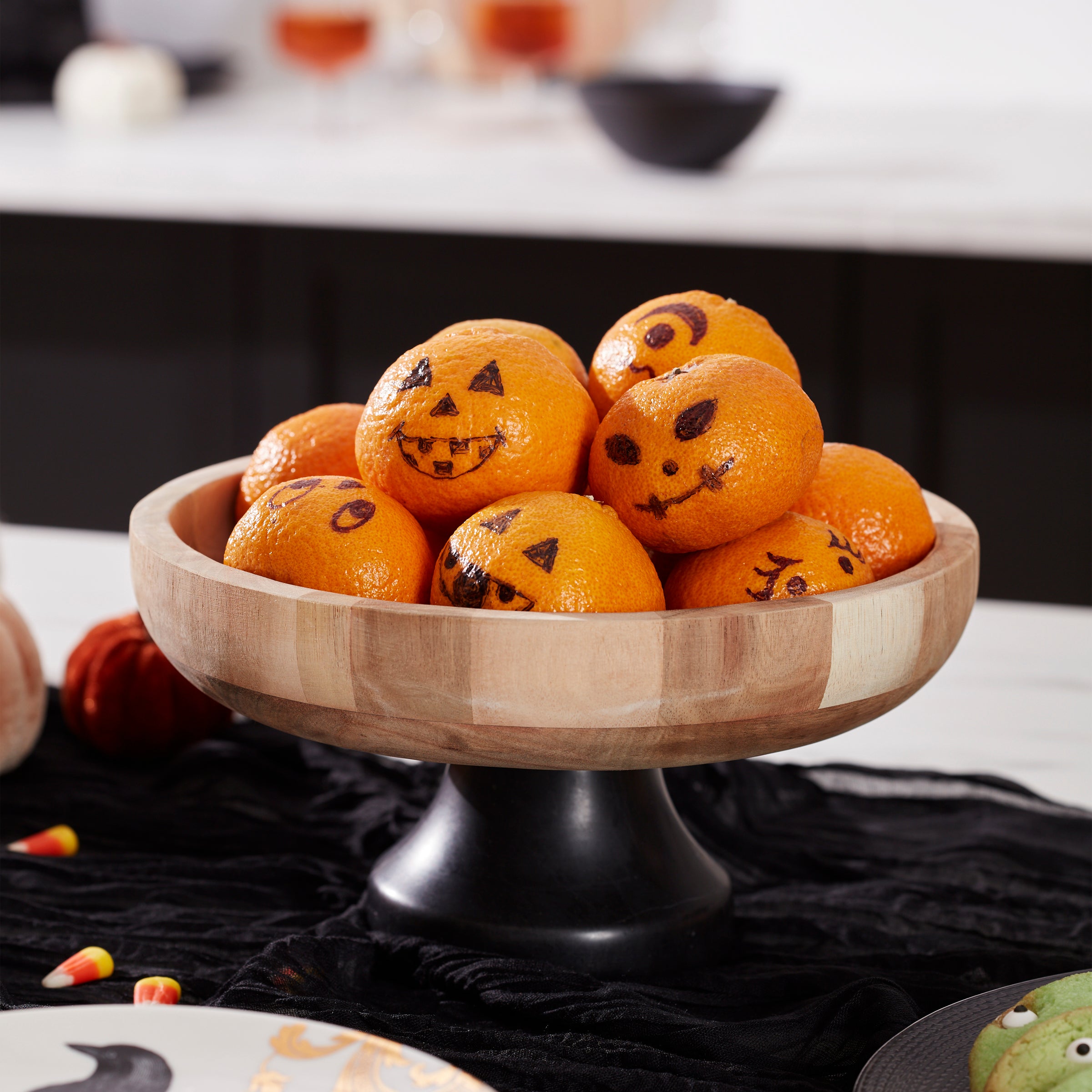 LX Collective Footed Serving Bowl - Elegant Ceramic Fruit Salad Bowl with Handles - Perfect for Entertaining, Parties, and Holiday Dining Decor