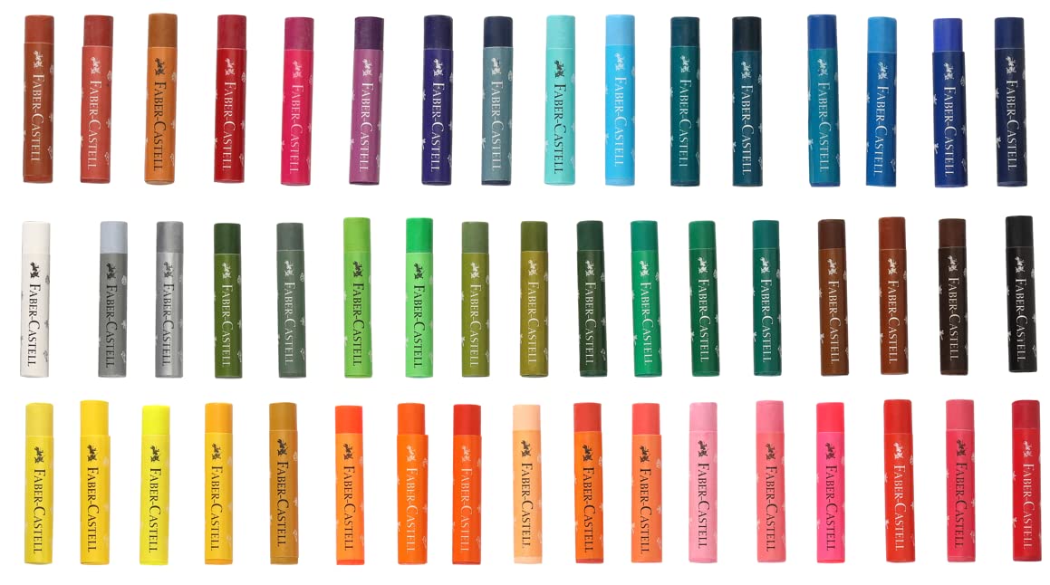 Faber-Castell 50 Oil Pastels Set - Portable Artist Coloring Tools in Plastic Case | Ideal for Sketching, Drawing & School Art Projects