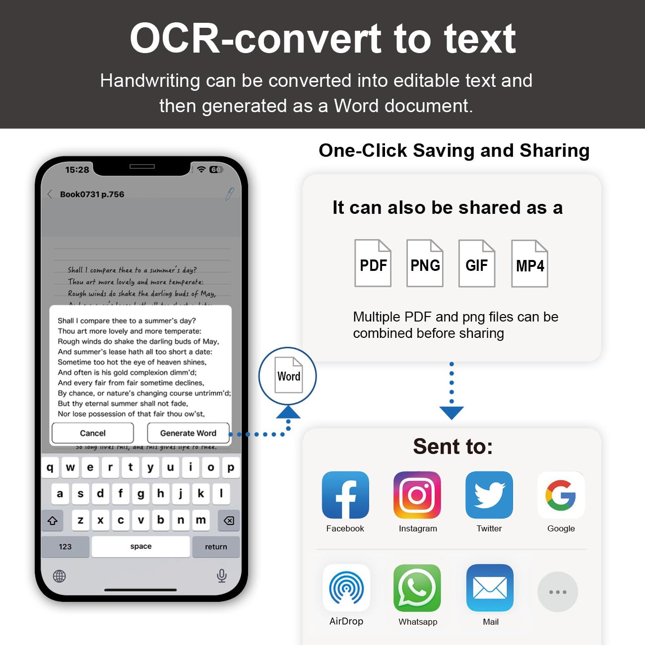 Smart Digital Pen and Notebook Set - Real-Time Sync, Handwriting to Text Conversion, Cloud Storage & Sharing - Compatible with Android & iOS - Perfect for Business Meetings, College Lectures & Creative Note-Taking