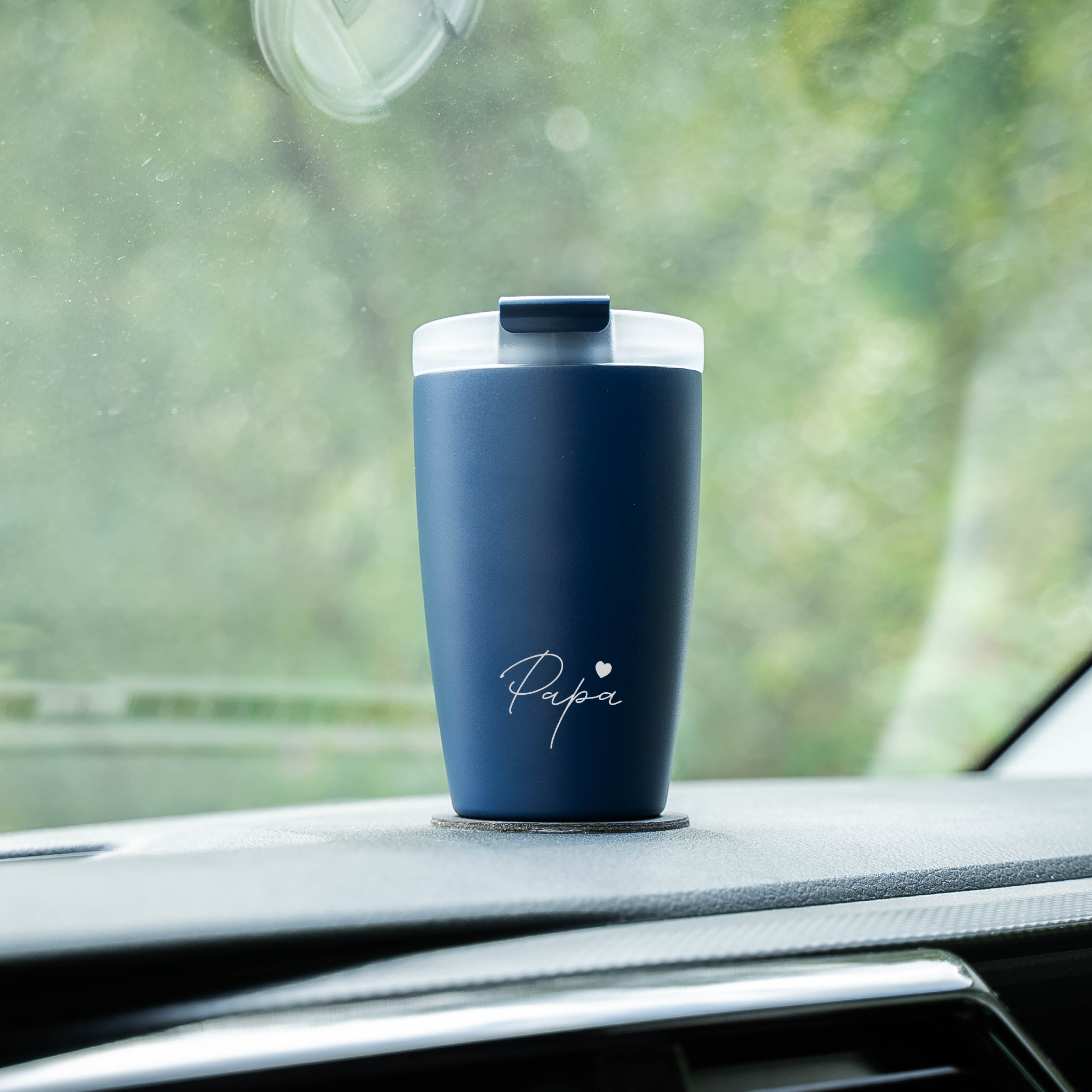 MIDNIGHT PAPA Magnetic Insulated Travel Mug - 16oz Stainless Steel Thermos with Leak-Proof Lid for Coffee, Tea & Hot Drinks - Perfect for Commuting, Office & Outdoor Activities