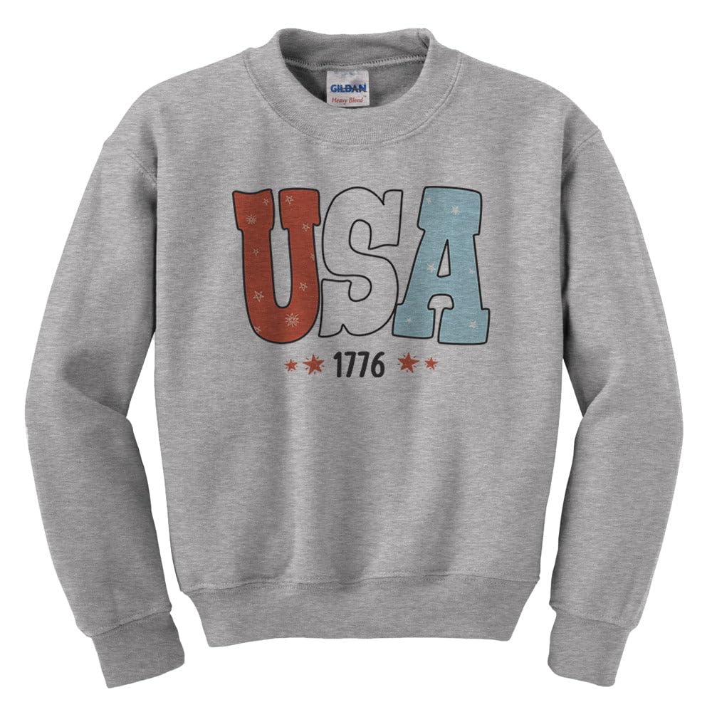 USA 1776 Patriotic Kids Sweatshirt - Youth American Flag Pullover Hoodie for Boys & Girls - Perfect for 4th of July, Independence Day & School Spirit Events