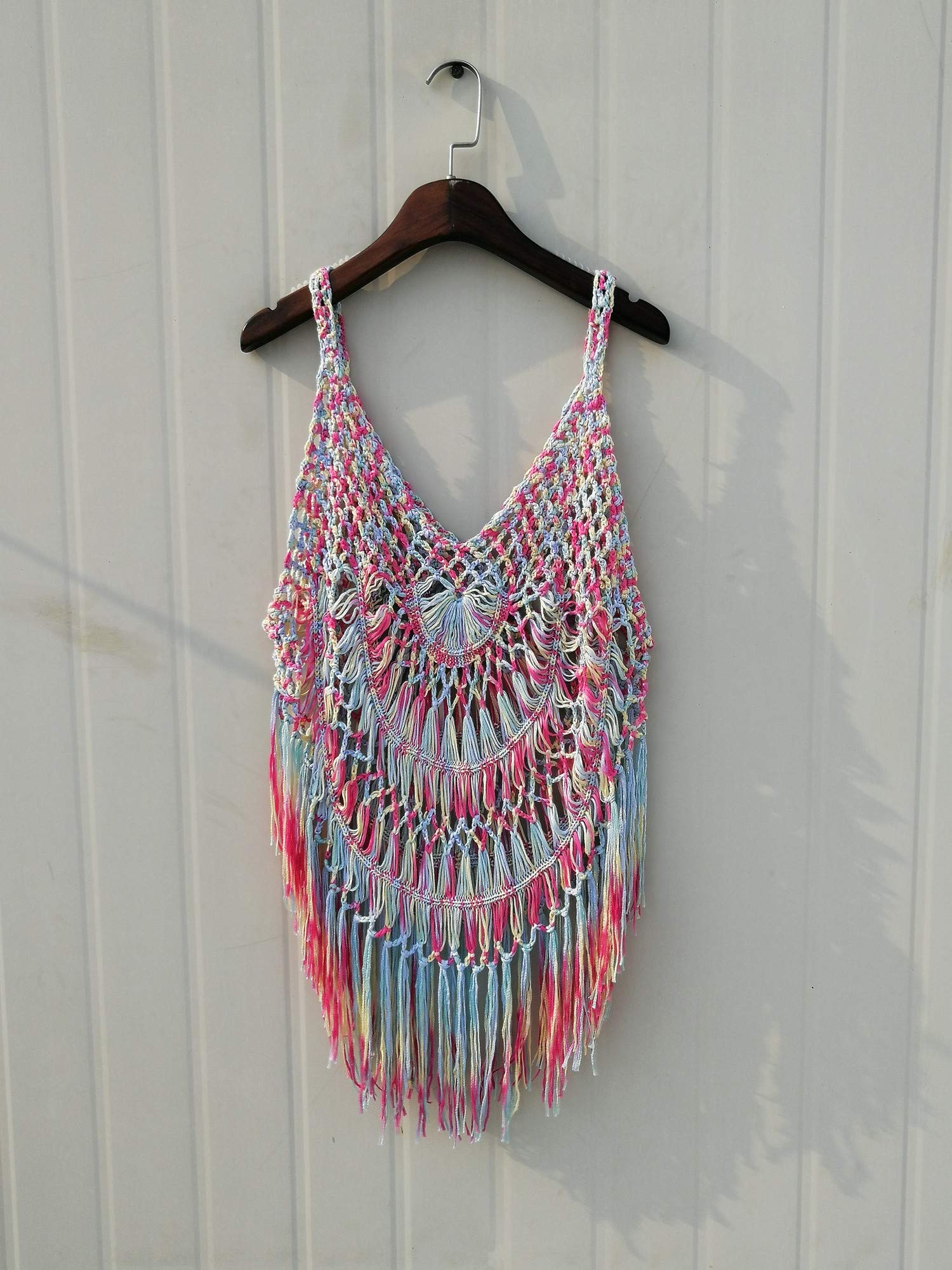 Bohemian Long Fringe Crochet Vest Bikini Cover Up - Hippie Beachwear for Women | Summer Swimwear Cover Up | Perfect for Beach Parties, Music Festivals & Vacation Outfits