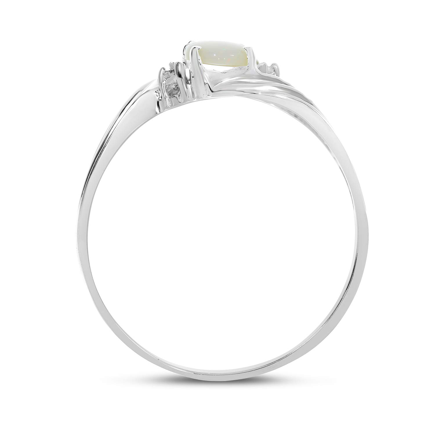10K White Gold Oval Opal and Diamond Ring for Women – Elegant Birthstone Jewelry Gift for Engagement, Wedding, Anniversary & Special Occasions
