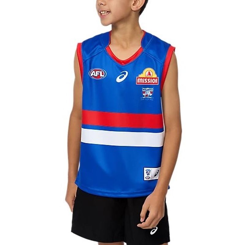 ASICS Western Bulldogs 2025 AFL Home Kids Replica Jersey - Official Team Uniform for Young Fans | Perfect for Game Day, School Sports & Fan Events