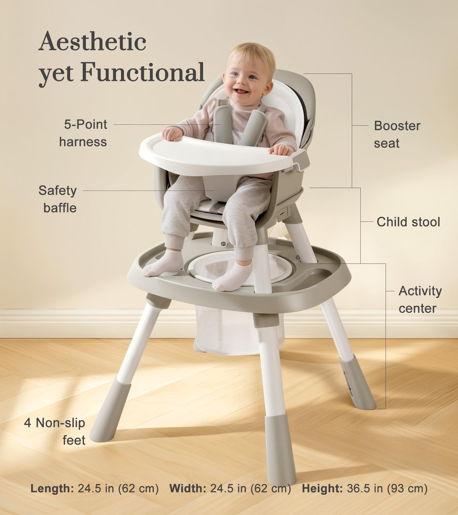 9-in-1 Convertible Baby High Chair for Toddlers & Kids - Adjustable Safety Harness, Removable Tray, Building Block Table & Activity Center - Perfect for Dining, Playtime & Learning at Home