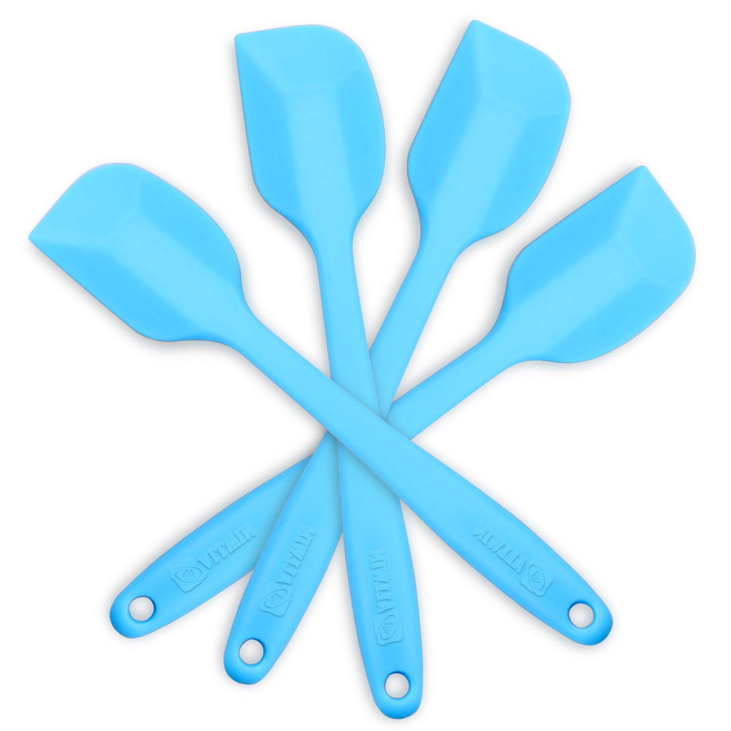 4-Piece Silicone Spatula Set - Heat Resistant Non-Stick Rubber Spatulas with Stainless Steel Core (Blue) - Perfect for Baking, Cooking, Mixing & Serving in Kitchen