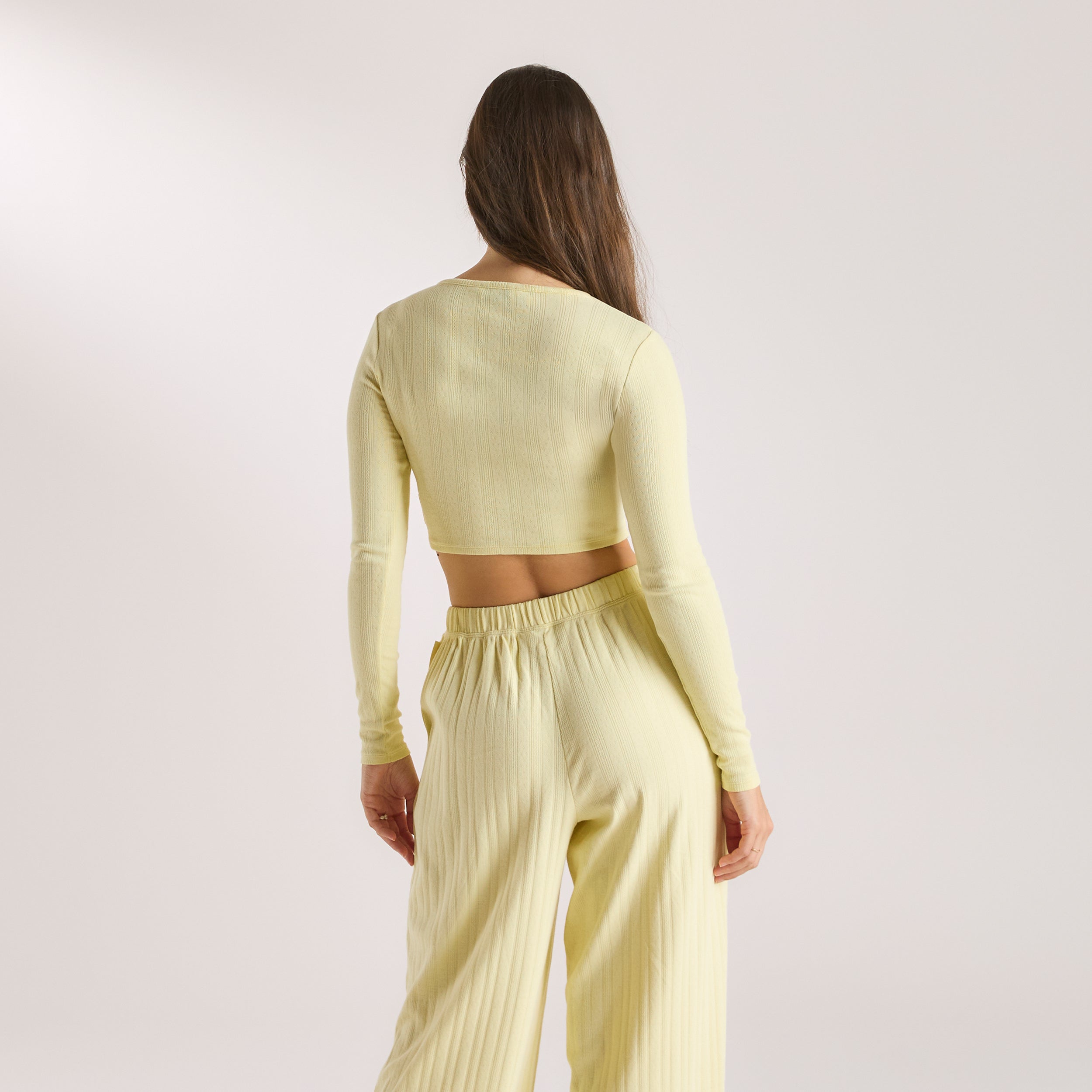 Buttercup Yellow Pointelle Cardigan for Women - Lightweight Knit Open Front Sweater - Perfect for Spring & Fall Layering, Office Wear, and Casual Outfits